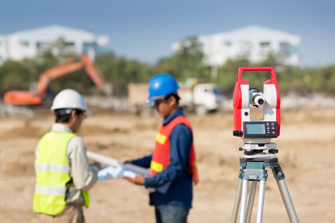 วางฝังอาคารด้วยกล้องวัดมุม(Theodolite) หรือกล้องไลน์