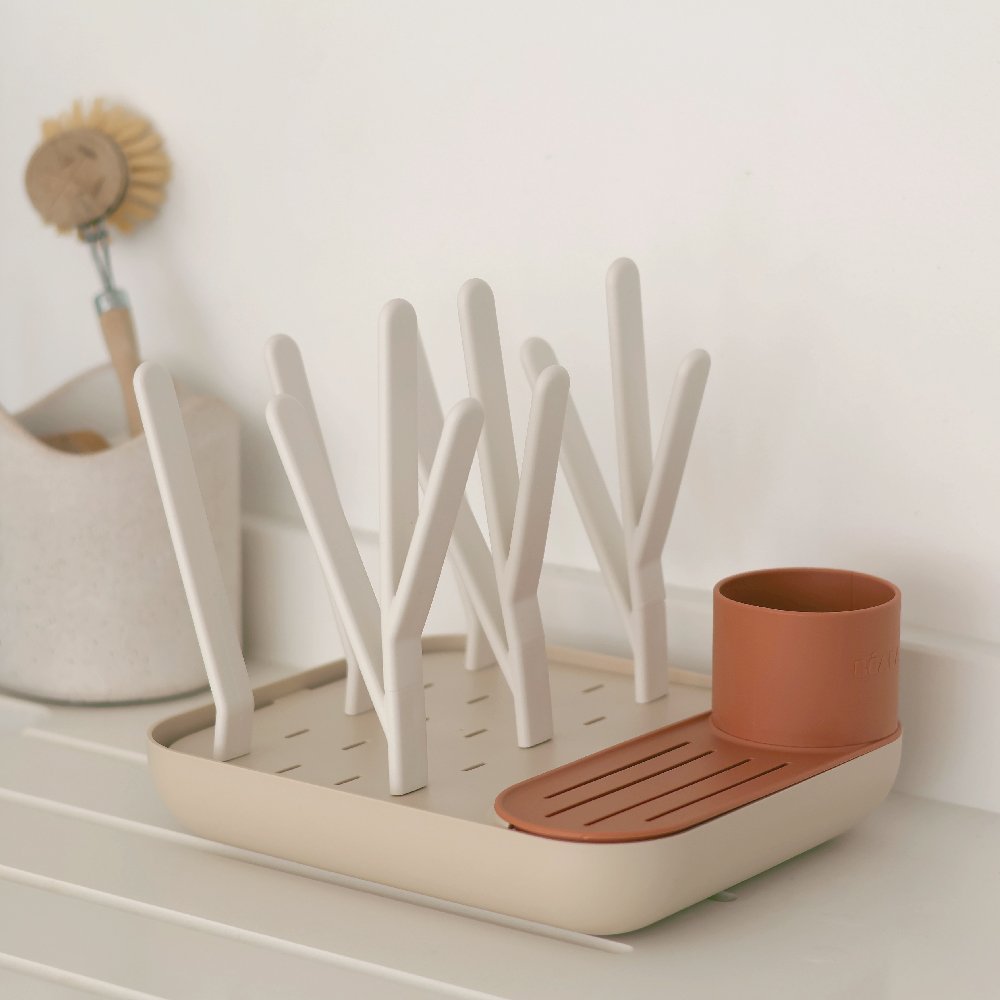 Forest Build Drying Rack ที่ตากขวดนมพร้อมถาดรองน้ำ Forest Drying Rack - Terracotta / Clay