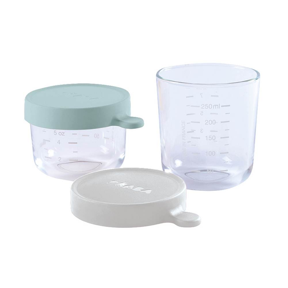 Set of 2 conservation Jars in Glass (150 ml AIRY GREEN / 250 ml LIGHT GREY)