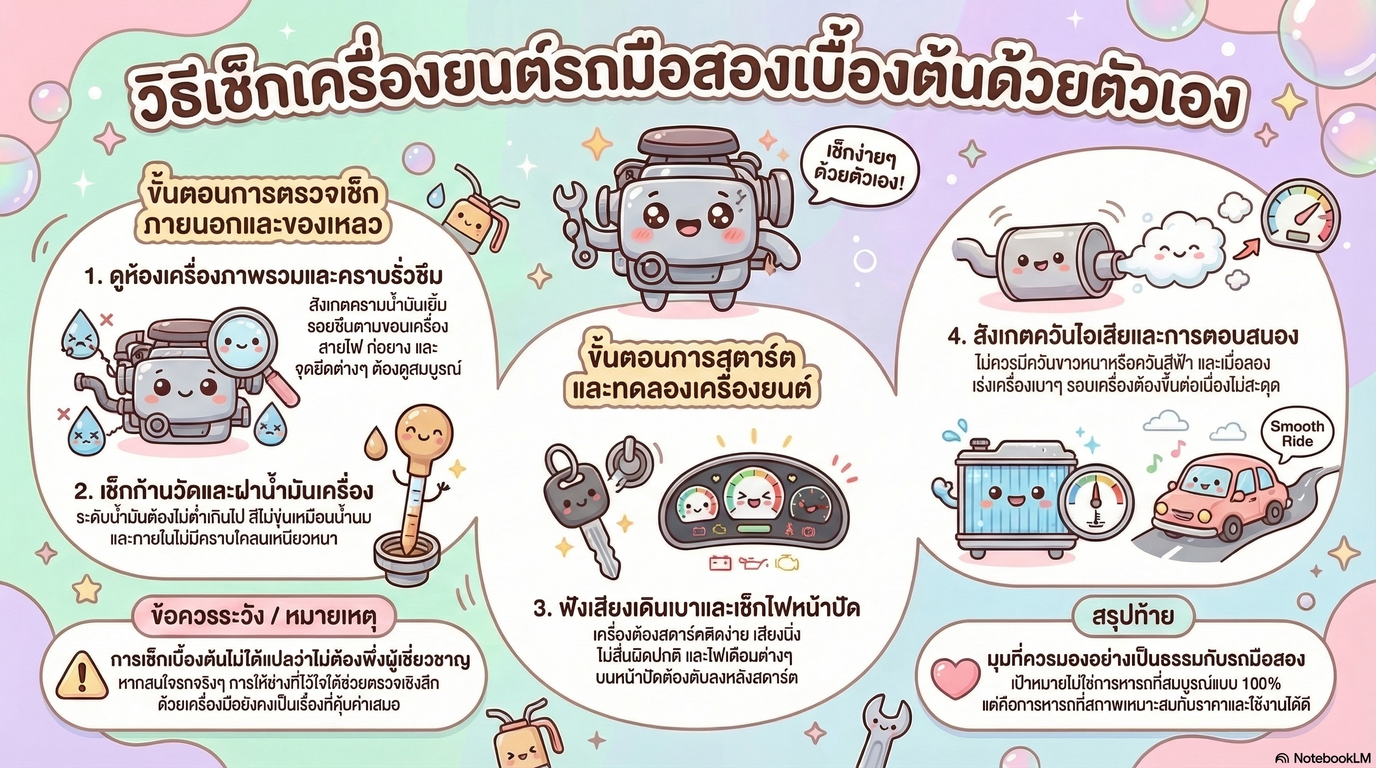 วิธีเช็กเครื่องยนต์รถมือสองเบื้องต้นด้วยตัวเอง