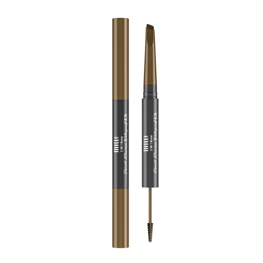 MILLE ดินสอเขียนคิ้วพร้อมมาสคาร่าคิ้ว 2 IN 1 BROW PENCIL MASCARA WATERPROOF 0.3x1.5G.