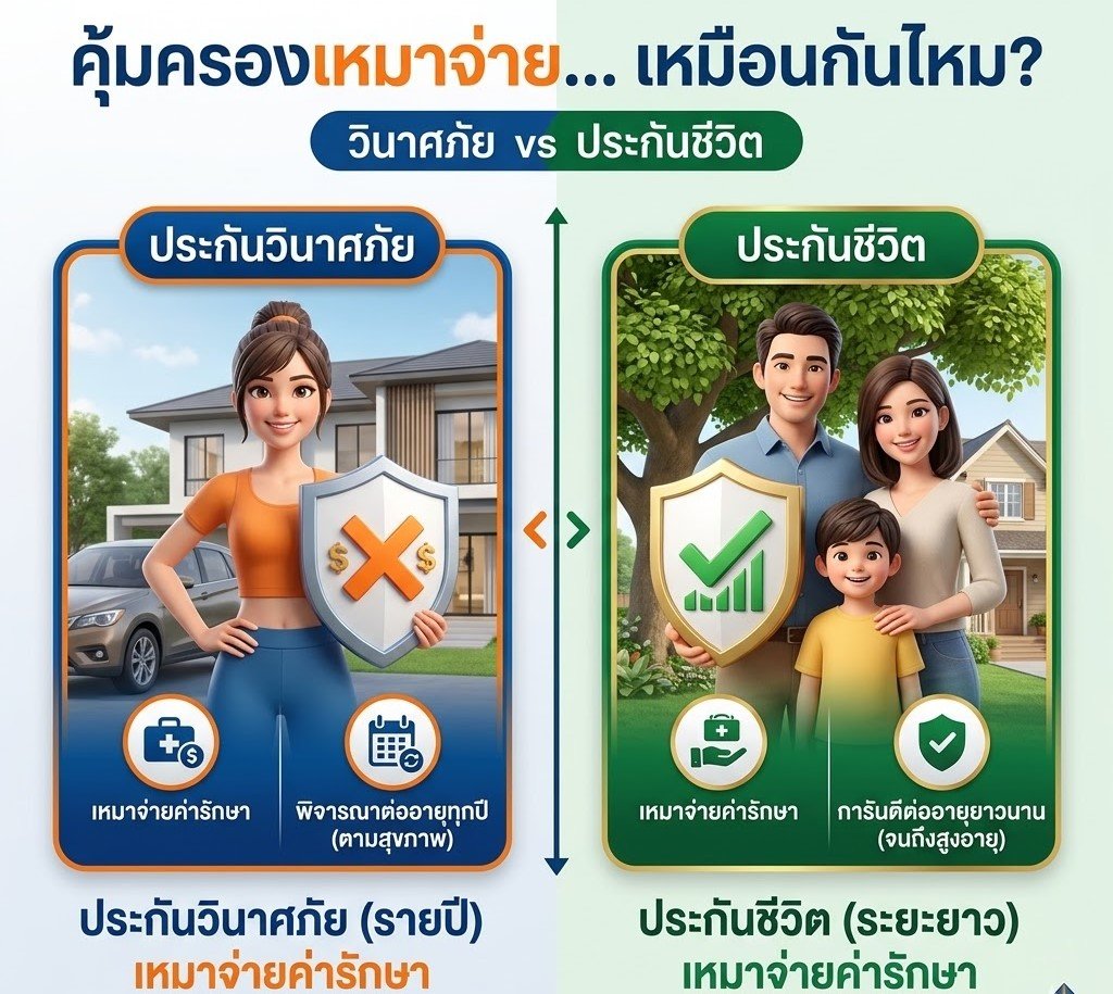ประกันสุขภาพเหมาจ่าย ของวินาศภัย คุ้มครองเหมือนประกันชีวิตไหม?