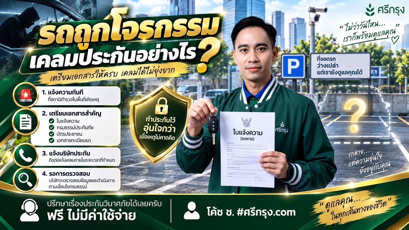 รถถูกโจรกรรม เคลมประกันอย่างไร