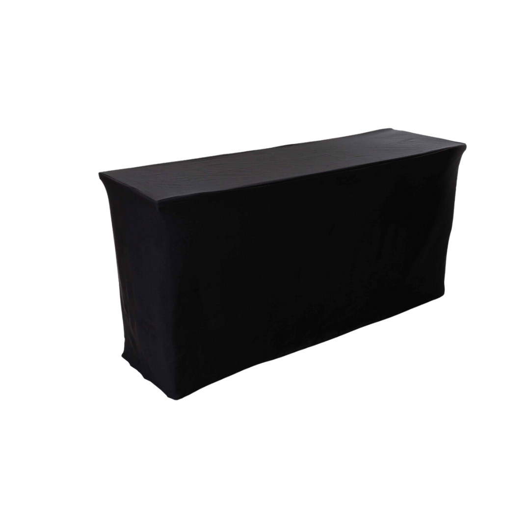 เช่าผ้าคลุมโต๊ะเหลี่ยม75x180cmสีดำแบบตึง
