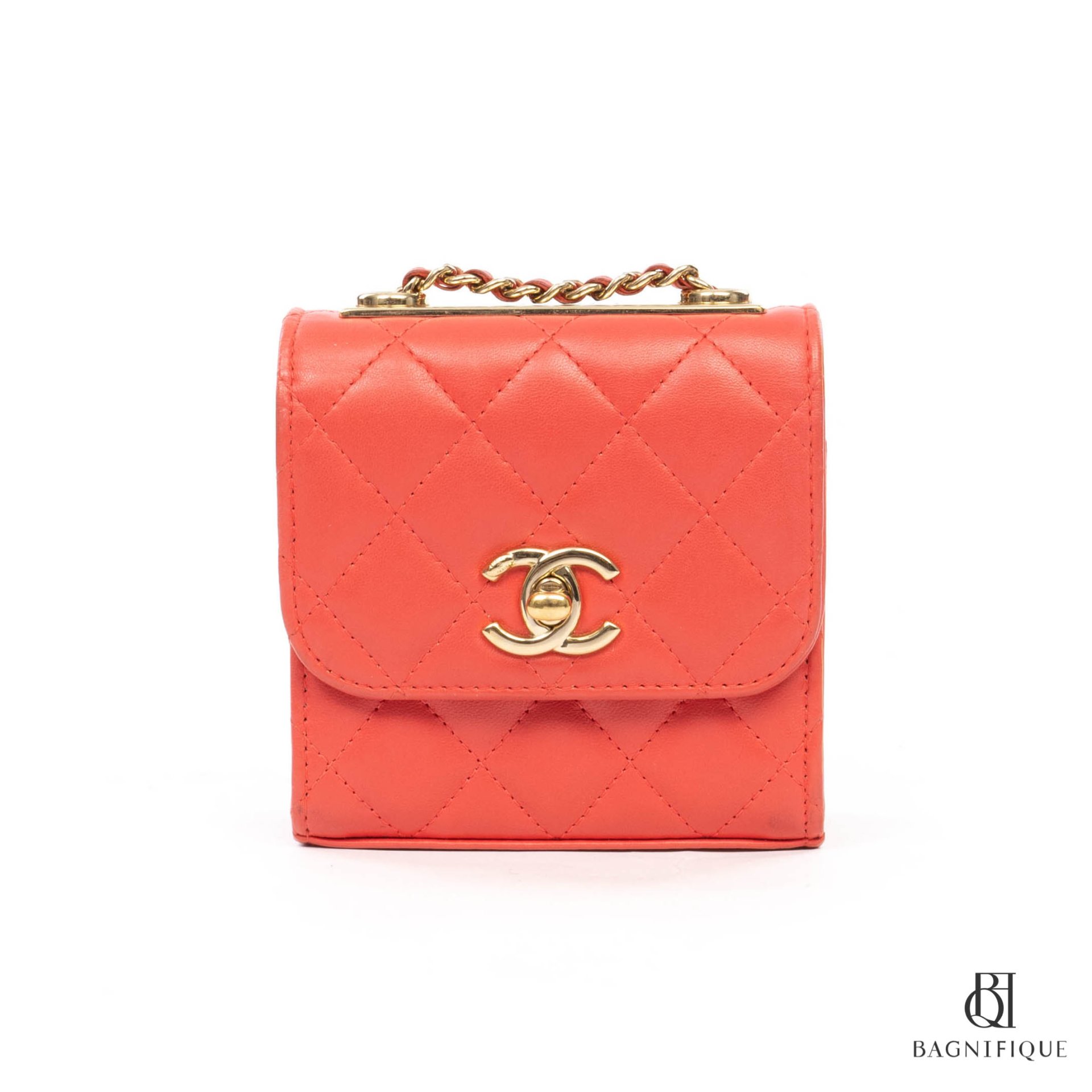 CHANEL TRENDY WITH CHAIN MINI RED LAMB GHW