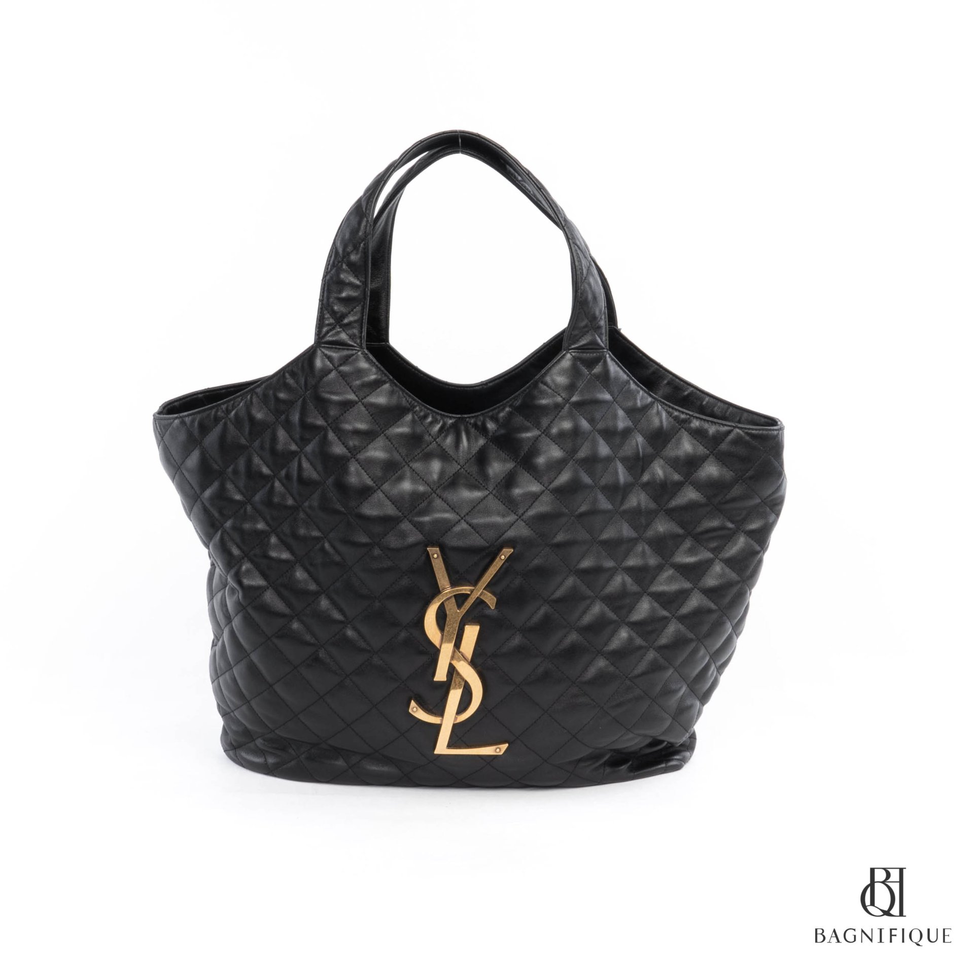 YSL MAXI SHOPPING BAG BLACK LAMB GHW