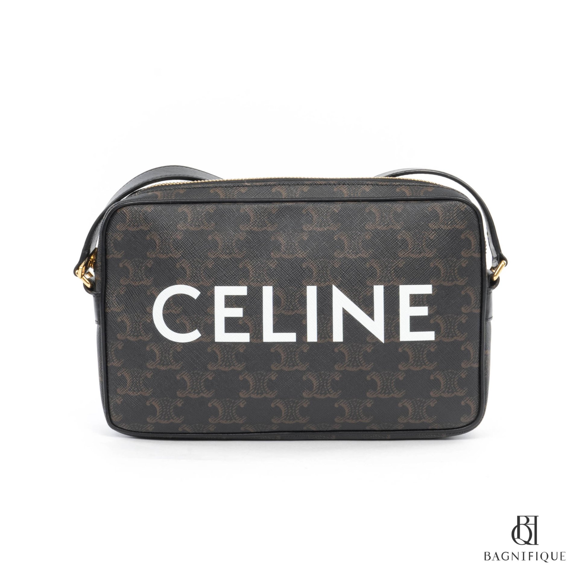 CELINE HORIZONTAL MESSENGER MEDIUM BLACK CANVAS GHW