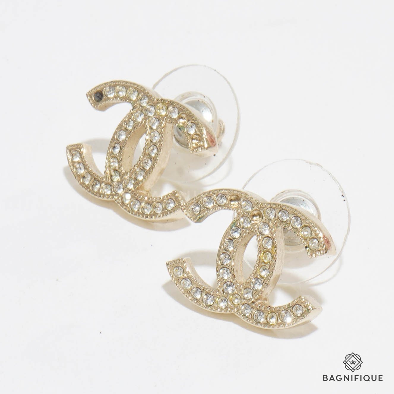 Chanel stud clearance logo earrings