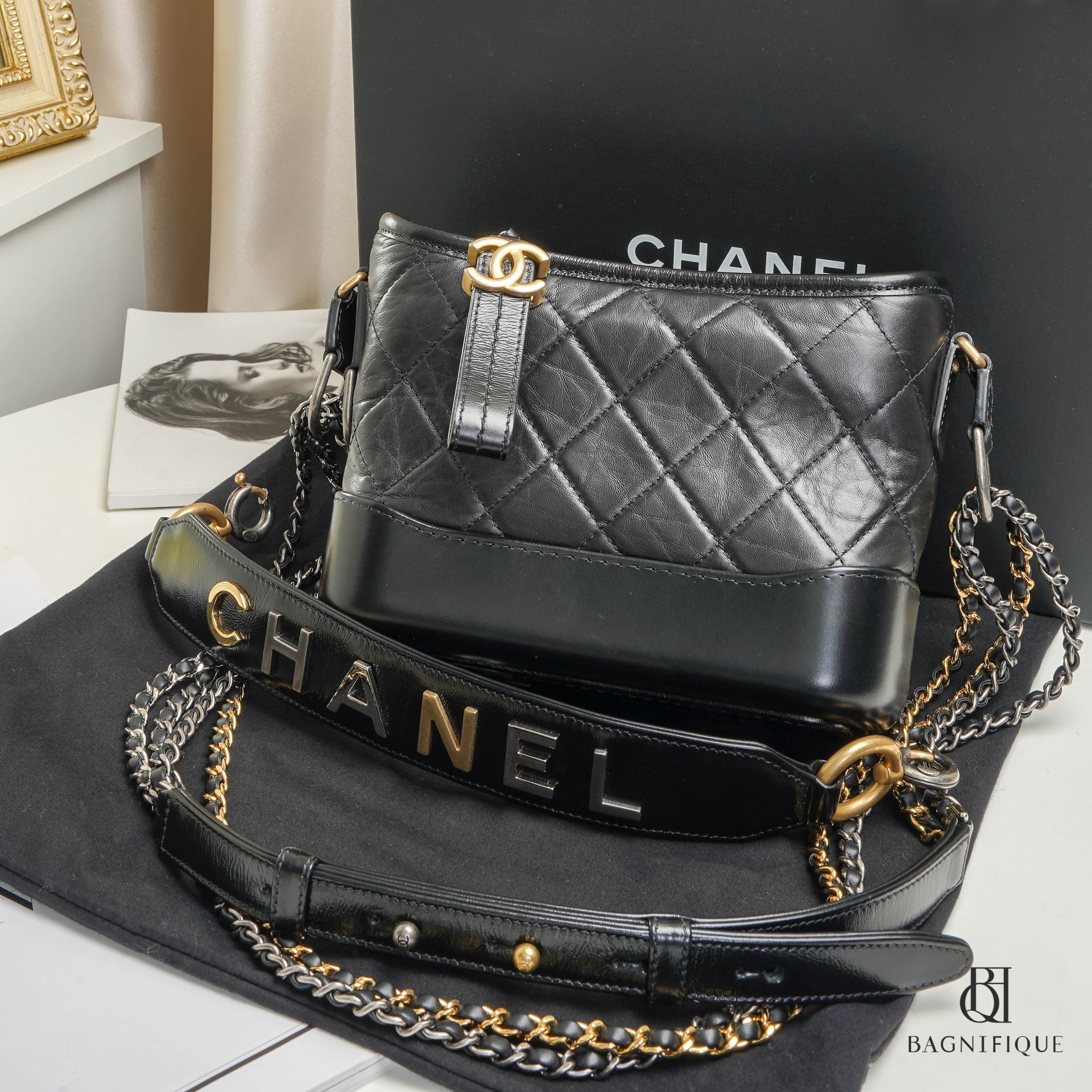 Chanel gabrielle best sale small black