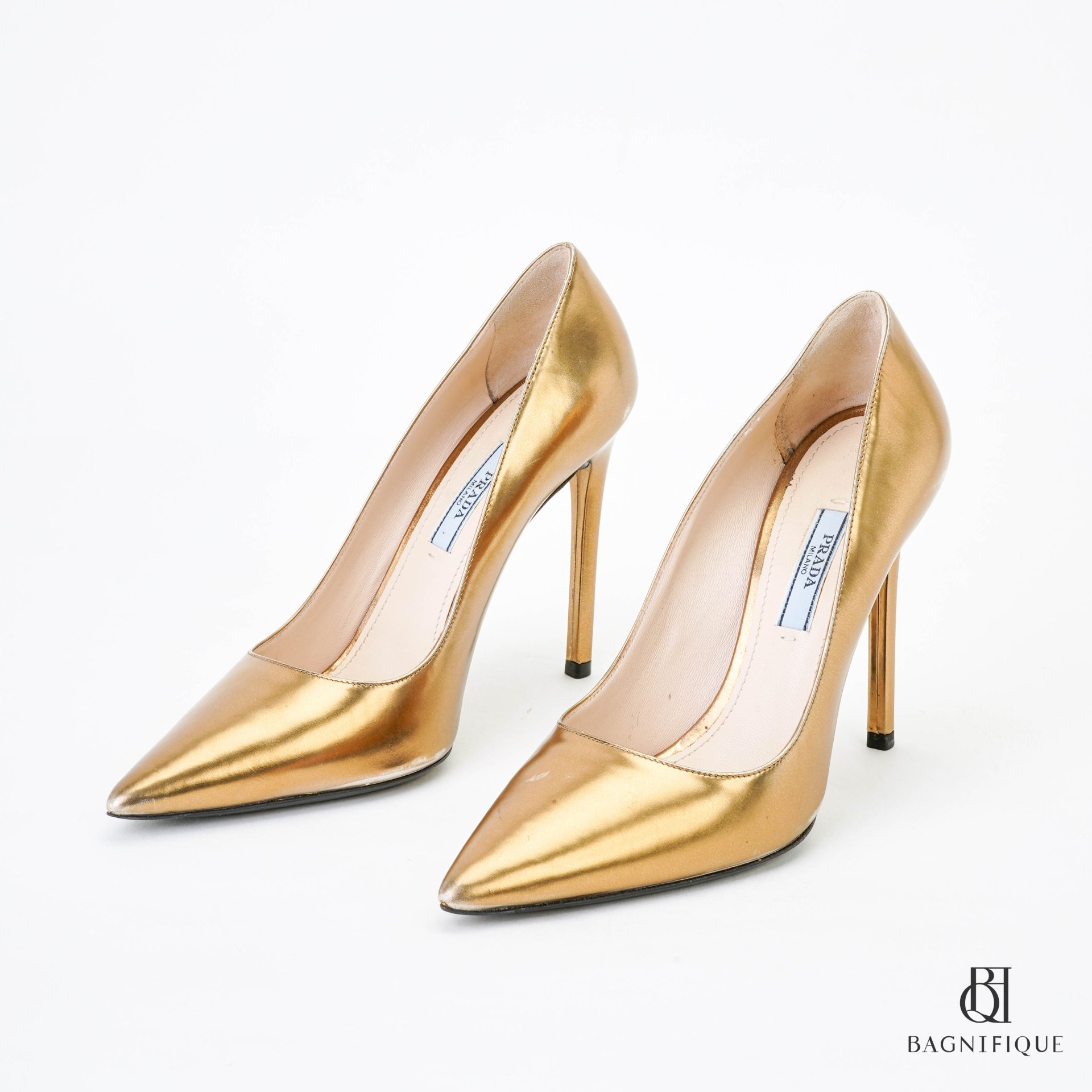 PRADA PUMP 37 GOLD METALLIC GHW - bagnifiquethailand