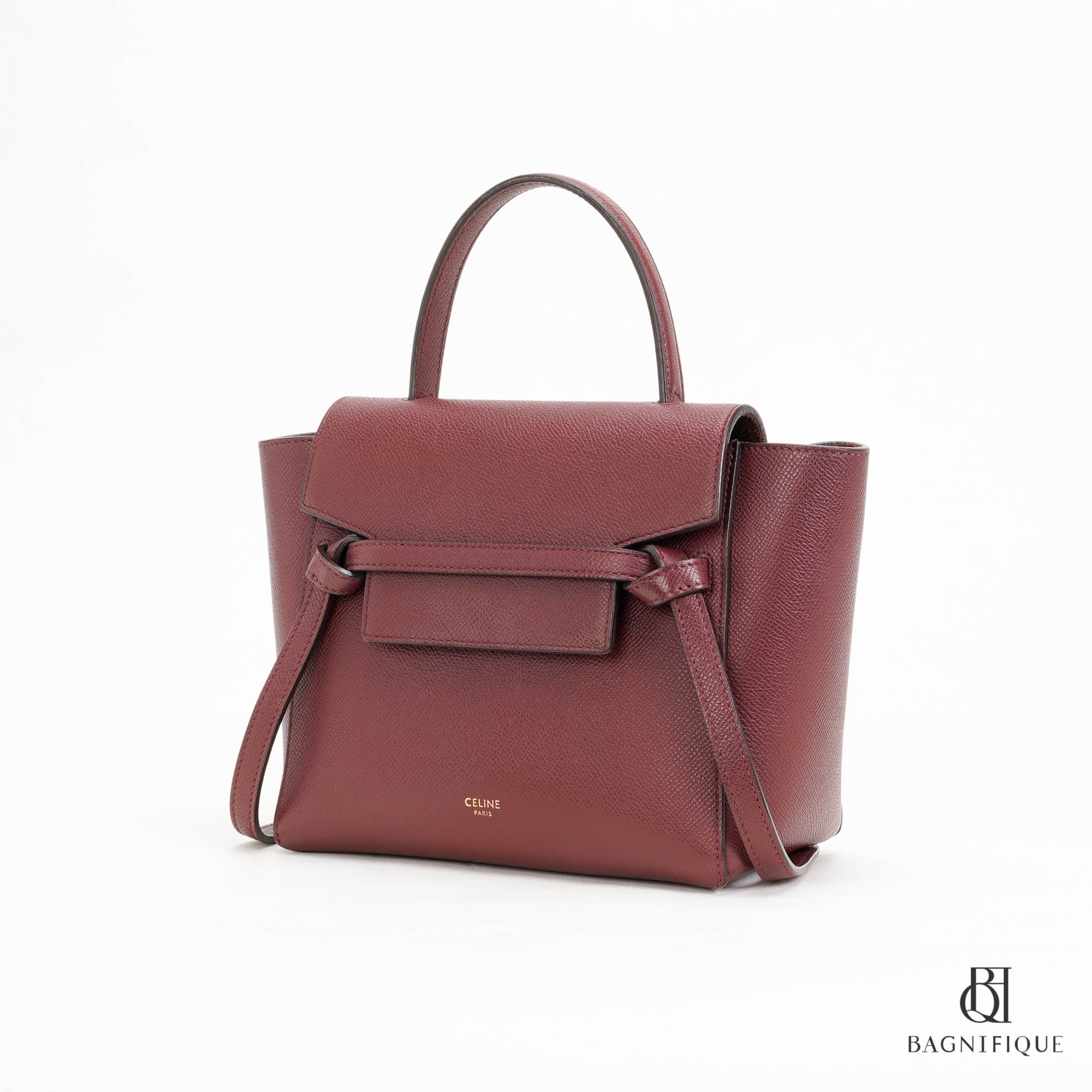 Celine nano belt outlet bag burgundy