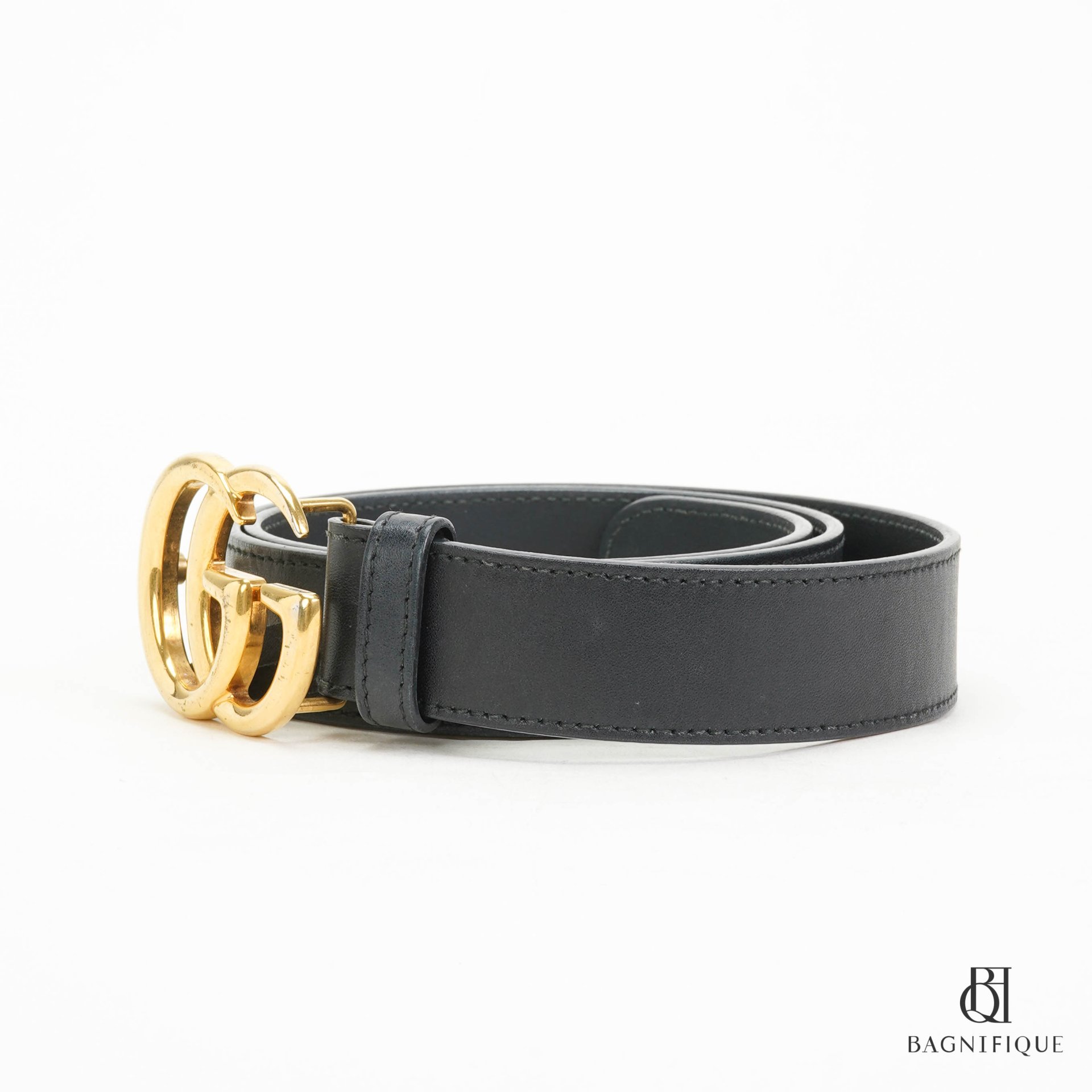 GUCCI BELT 3 CM 80 BLACK CALF GHW bagnifiquethailand