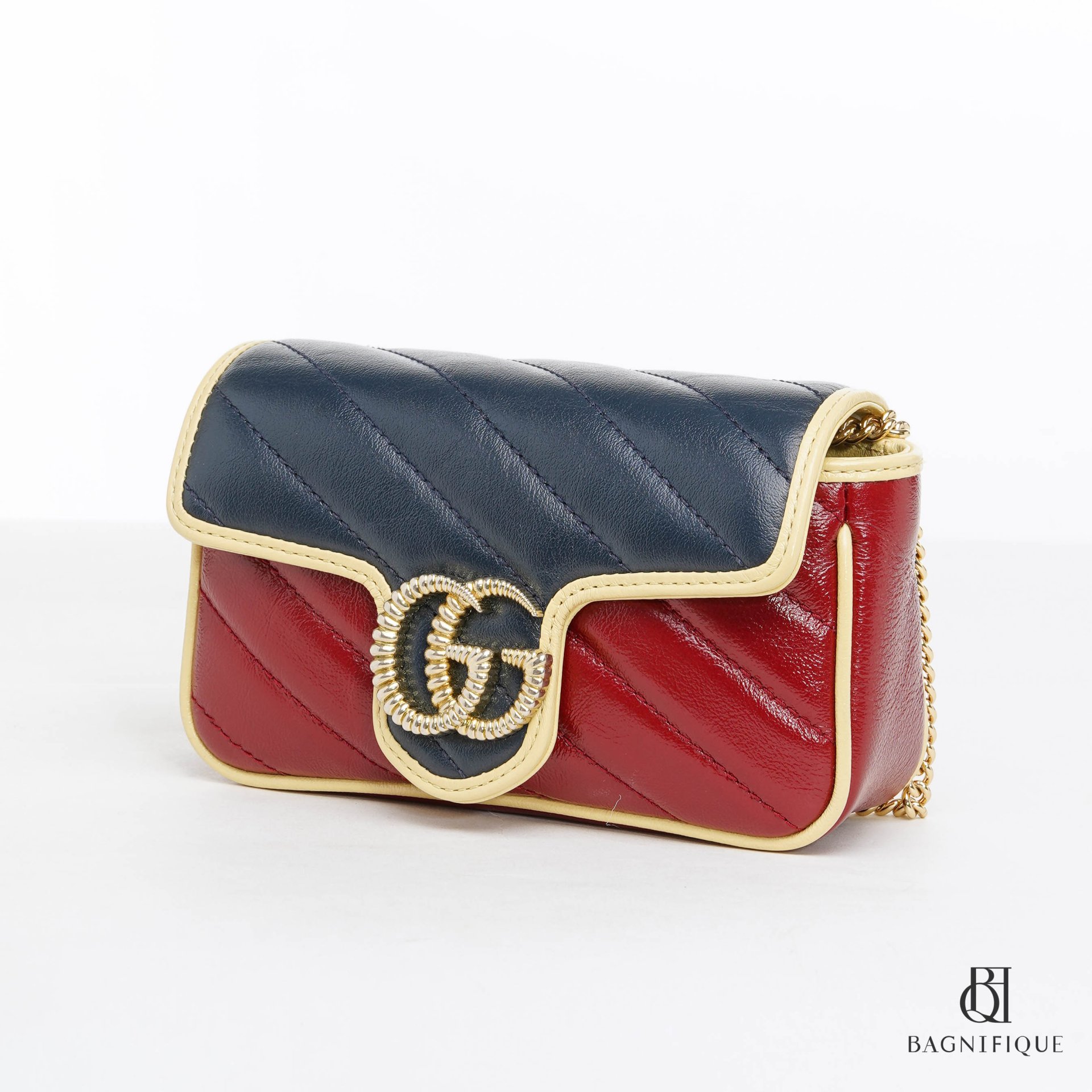 GUCCI MARMONT SUPER MINI RED BLUE YELLOW CALF GHW bagnifiquethailand