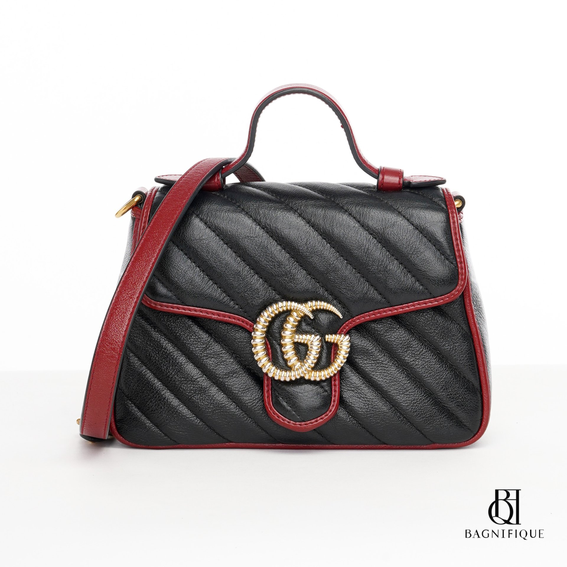 Gucci marmont bag black sales and red