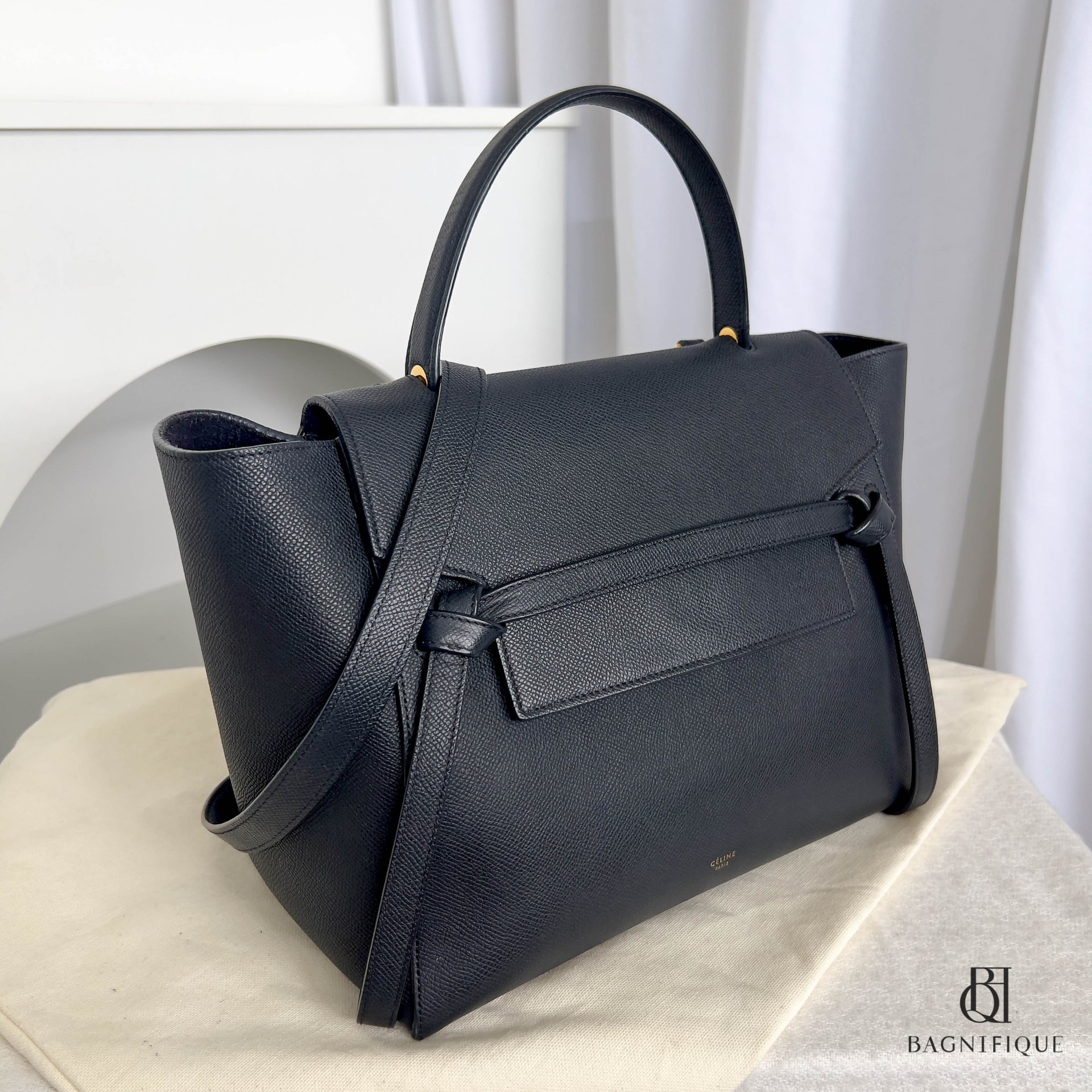 CELINE BELT BAG MINI BLACK CALF GHW bagnifiquethailand