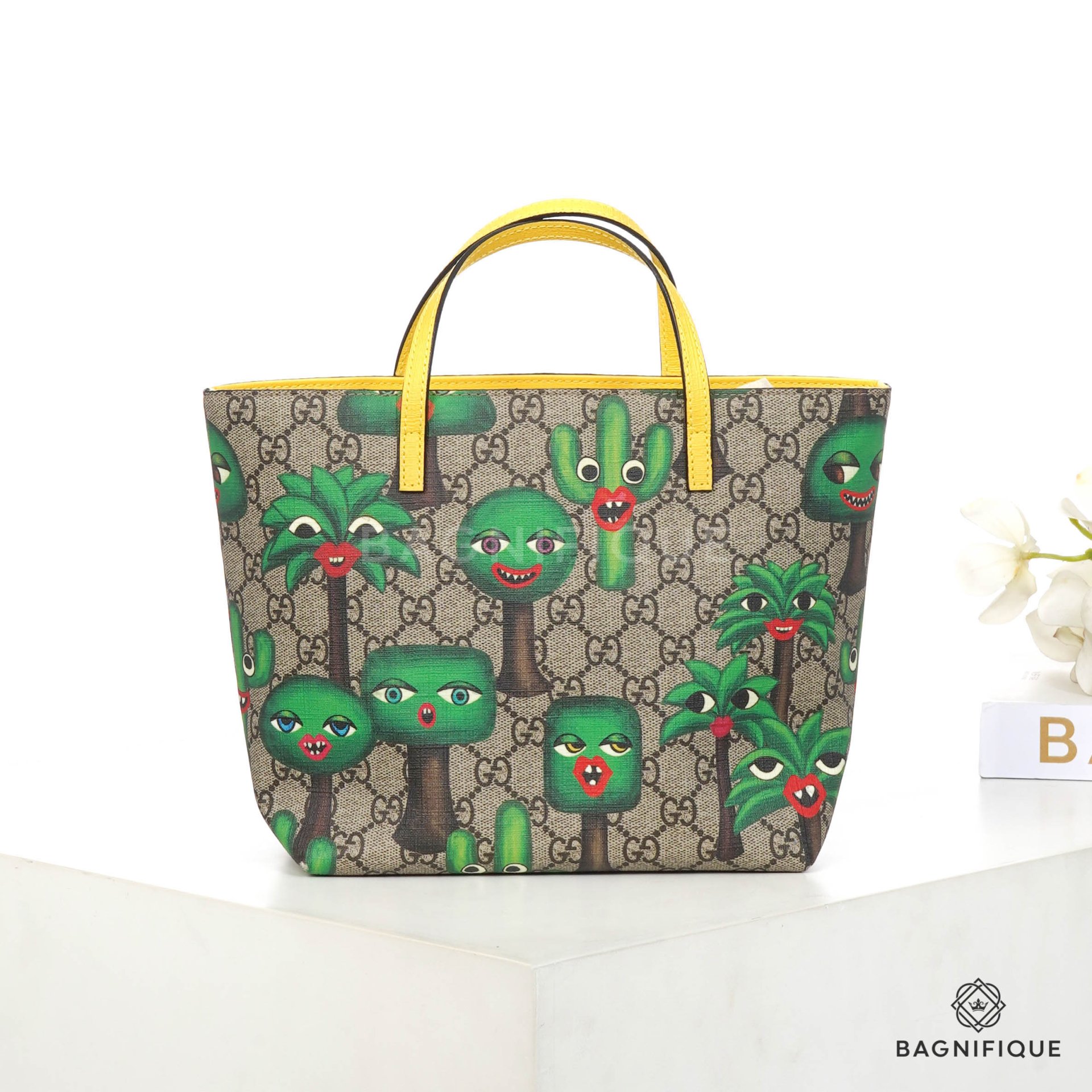 GUCCI KID S TOTE TREE MINI YELLOW GG SUPREME MONOGRAM SHW