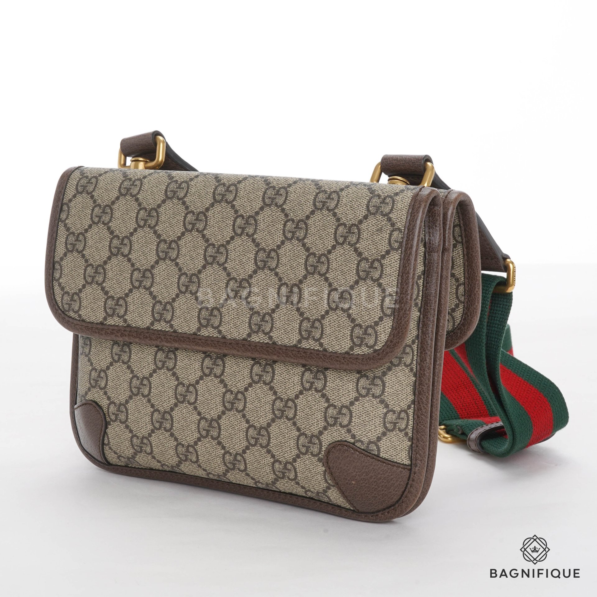 GUCCI MESSENGER NEO VINTAGE 22 BROWN GG SUPREME MONOGRAM GHW