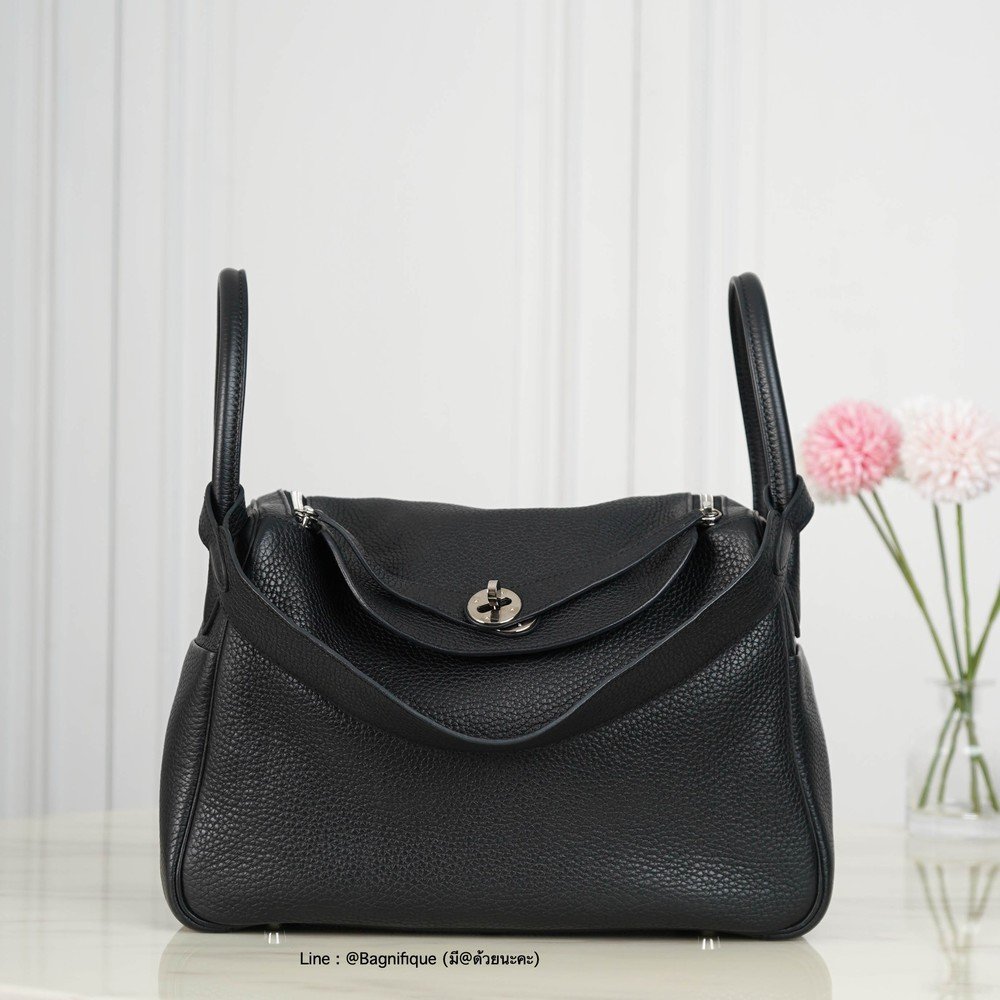 HERMES LINDY 30 CLEMENCE IN BLACK SHW STAMP C