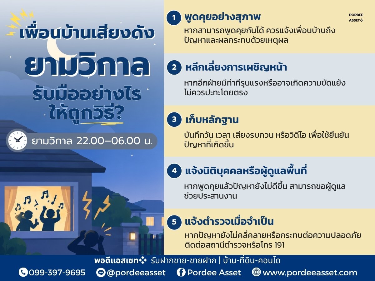เพื่อนบ้านเสียงดังยามวิกาล รับมืออย่างไรให้ถูกวิธี? 