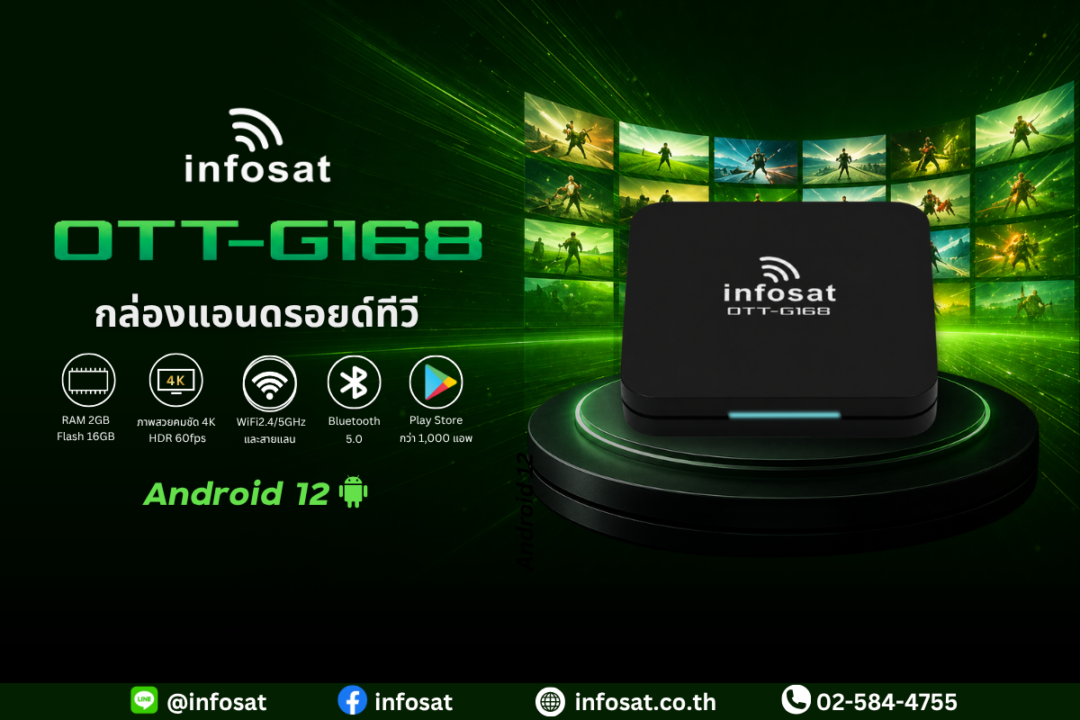 Infosat Internet TV Box インターネットテレビ ボックス เชื่อมต่อชีวิตสู่ยุคดิจิตอล ดูทีวีผ่านอินเตอร์เน็ตโดยกล่องดาวเทียม