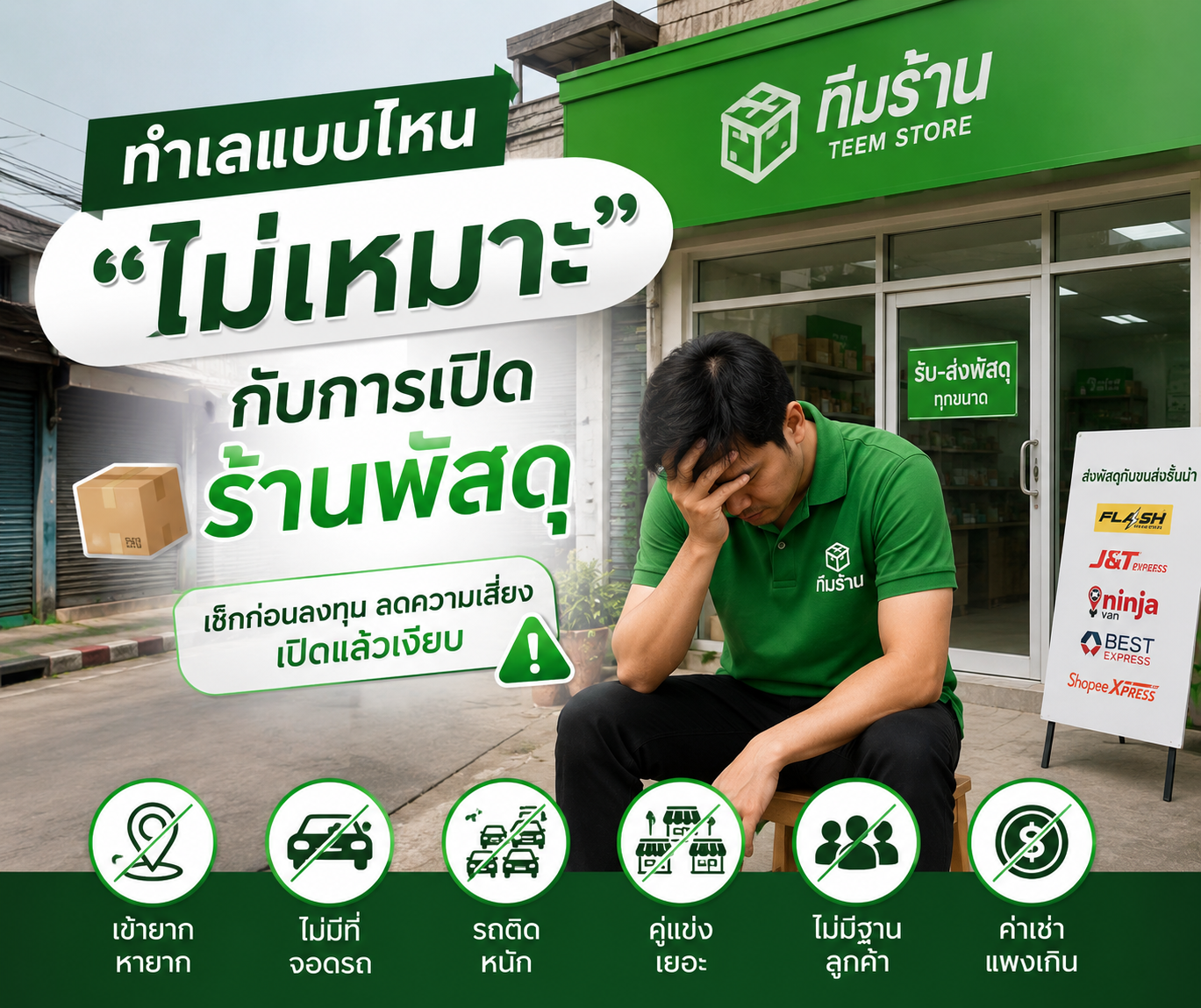 7 ทำเลที่ไม่เหมาะกับการเปิดร้านรับส่งพัสดุ