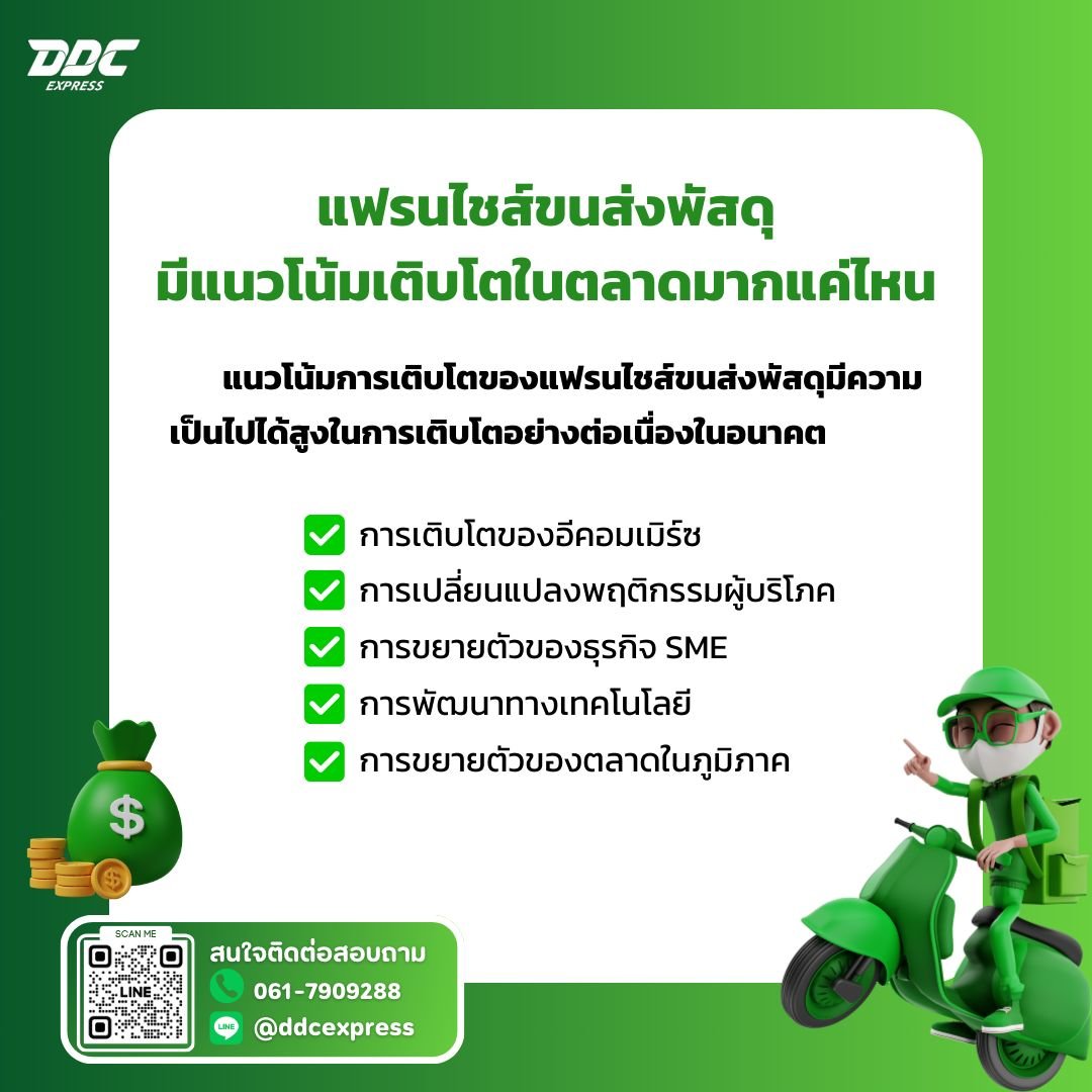 แฟรนไชส์ขนส่งพัสดุ มีแนวโน้มเติบโตในตลาดมากแค่ไหน แฟรนไชส์ขนส่งพัสดุ มีแนวโน้มเติบโตในตลาดมากแค่ไหน