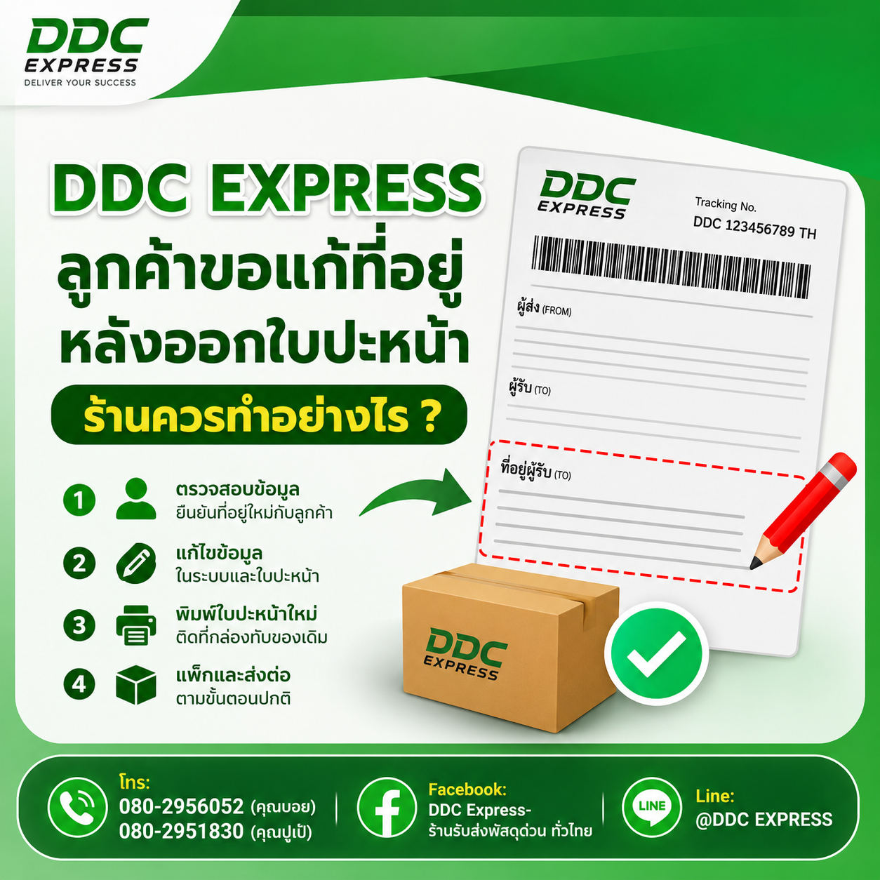 ลูกค้าขอแก้ที่อยู่หลังออกใบปะหน้า ร้านควรทำอย่างไร