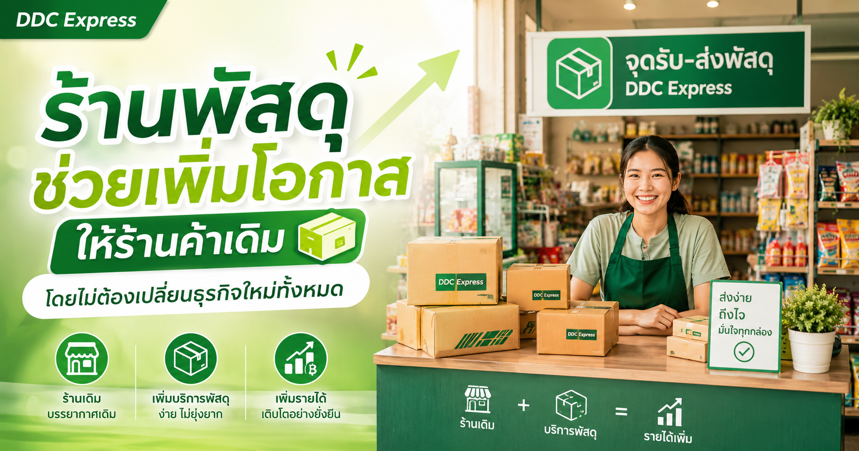 ร้านพัสดุช่วยเพิ่มโอกาสให้ร้านค้าเดิม โดยไม่ต้องเปลี่ยนธุรกิจใหม่ทั้งหมด