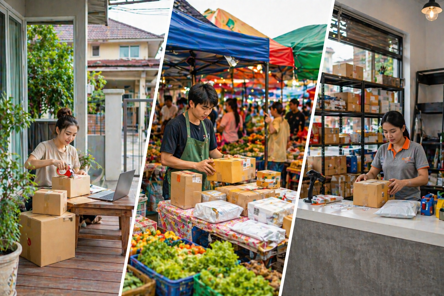 หน้าบ้าน vs ตลาด vs ห้องแถว แบบไหนคุ้มสำหรับร้านพัสดุ