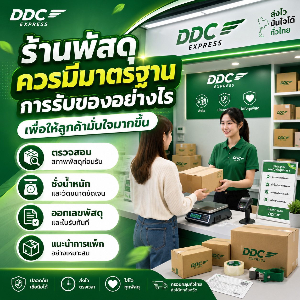 ร้านพัสดุควรมีมาตรฐานการรับของอย่างไร เพื่อให้ลูกค้ามั่นใจมากขึ้น