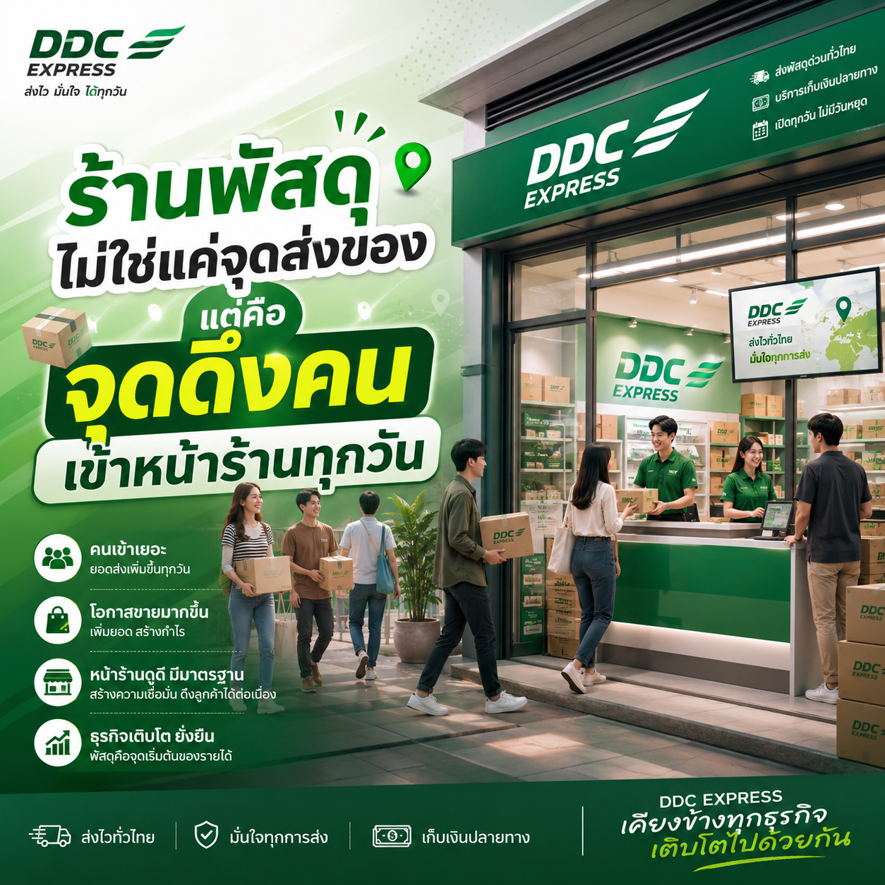ร้านพัสดุไม่ใช่แค่จุดส่งของ แต่คือจุดดึงคนเข้าหน้าร้านทุกวัน