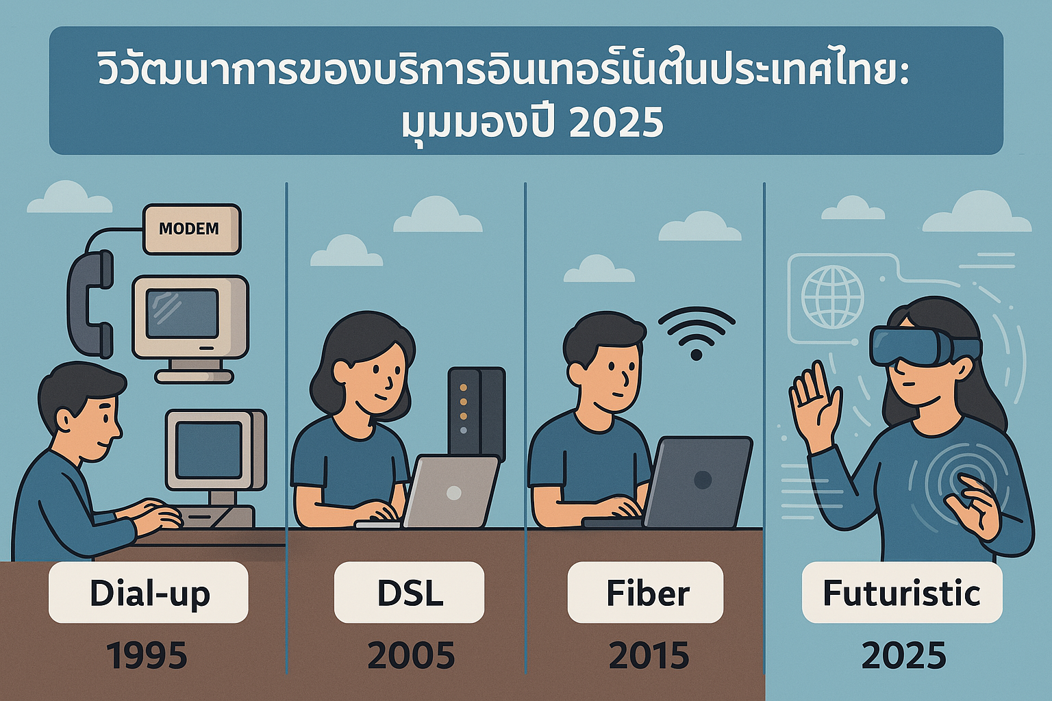 วิวัฒนาการของบริการอินเทอร์เน็ตในประเทศไทย: มุมมองปี 2025 วิวัฒนาการของบริการอินเทอร์เน็ตในประเทศไทย: มุมมองปี 2025