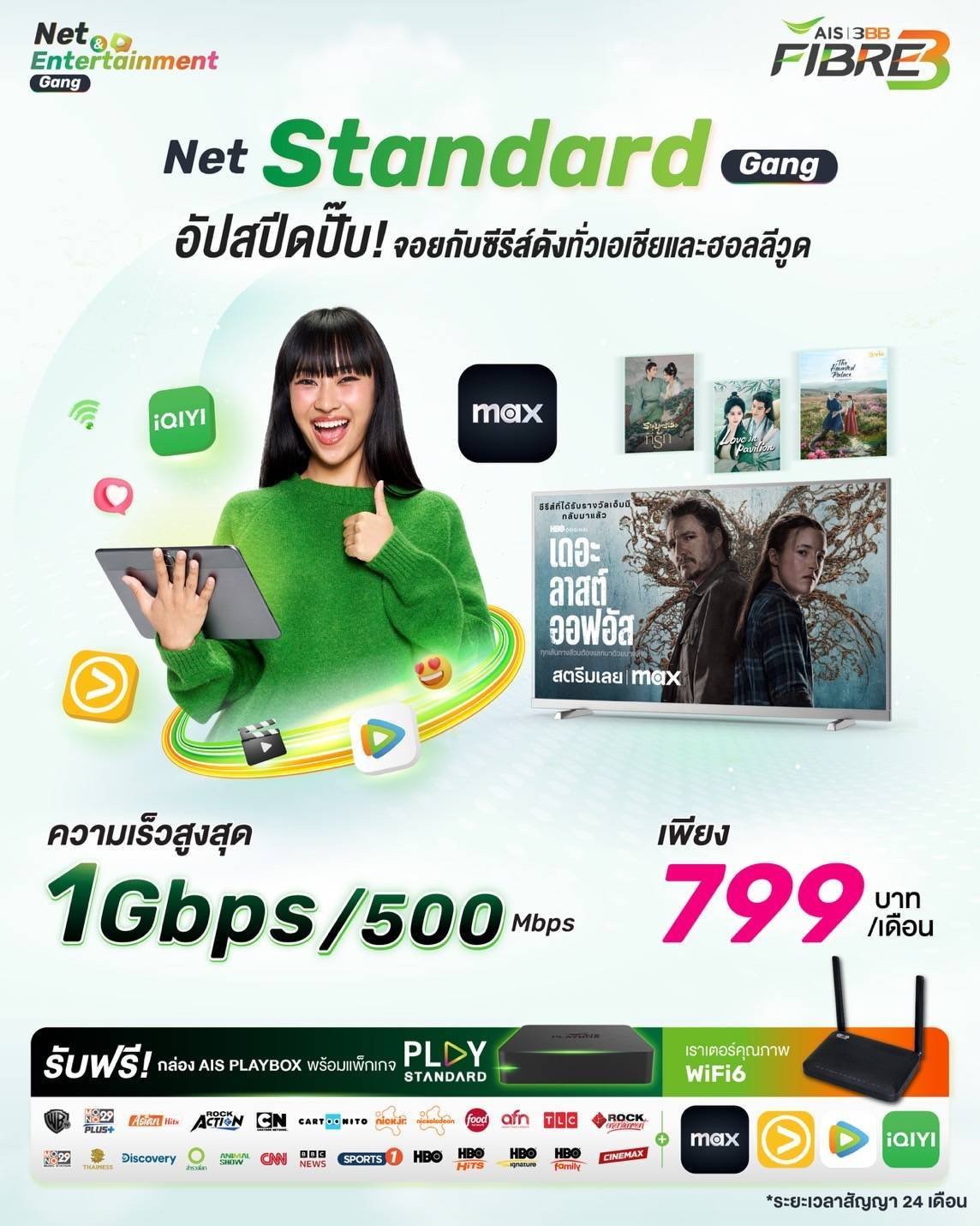 Net Standard Gang กับความเร็วสูงสุด 1 Gbps/500 Mbps