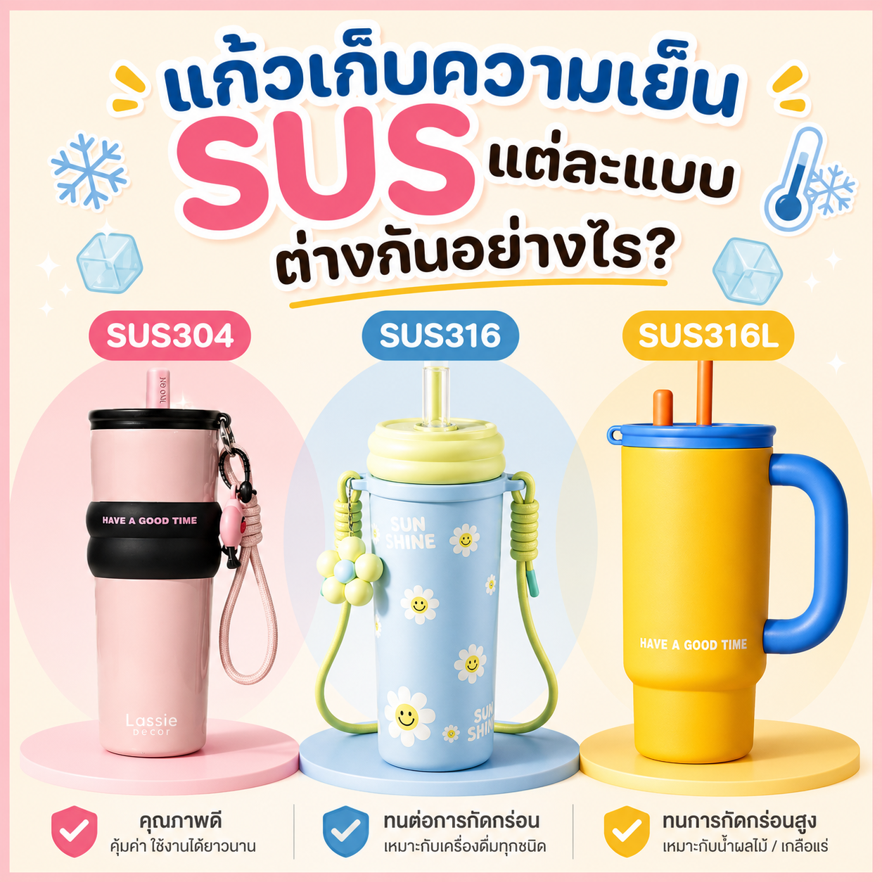 แก้วเก็บความเย็น SUS แต่ละแบบ ต่างกันอย่างไร?
