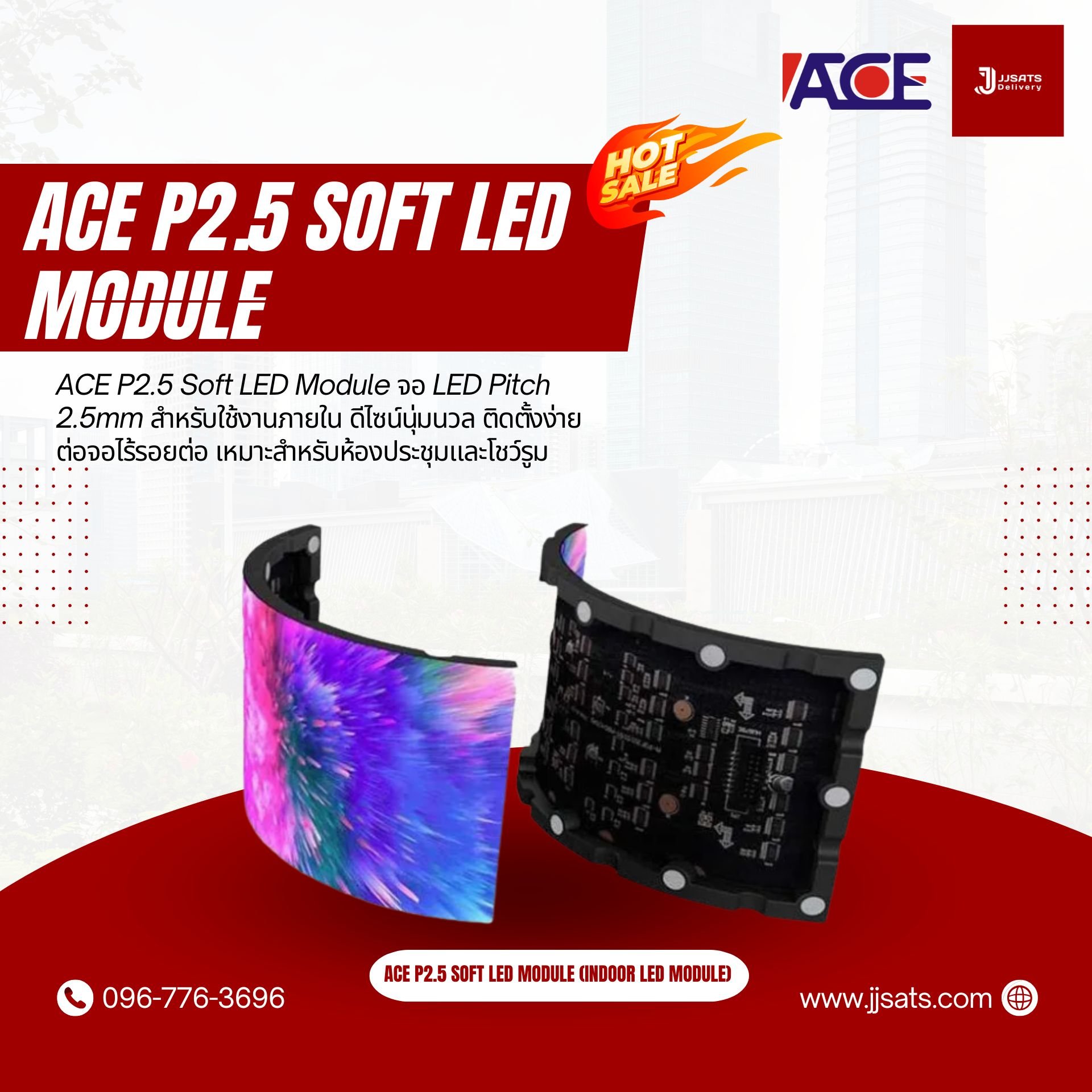 ACE P1.86 SMD1515 Indoor Soft LED Modules Billboard Full Color Advertising Screen Pixel Pitch 1.86mm Module Size 320x160mm Brightness 1200nits 20S Refresh 3840Hz (MOQ 200pcs.)