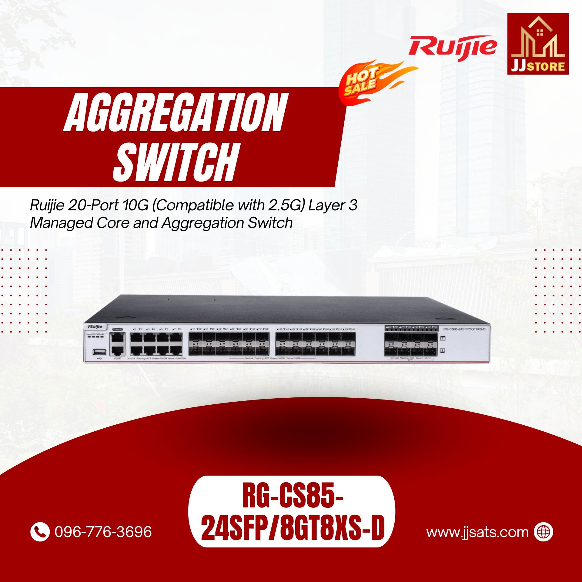 RG-CS85-24SFP/8GT8XS-D, Ruijie 24-Port 1GE SFP Layer 3 Enterprise-Class Core or Aggregation Switch