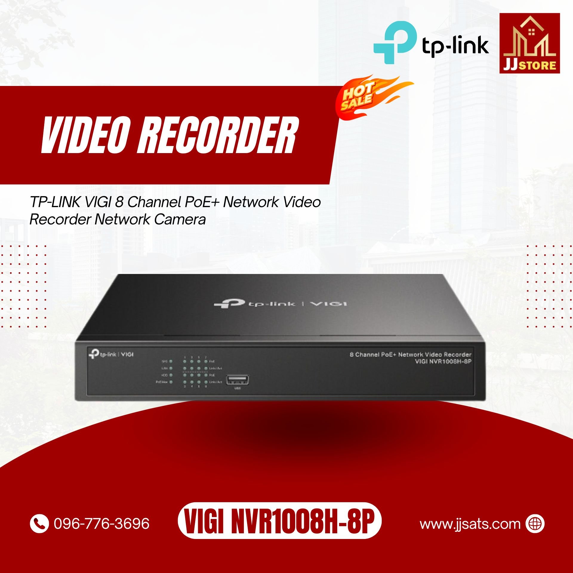 VIGI NVR1008H-8P TP-LINK VIGI 8 Channel PoE+ Network Video Recorder Network Camera