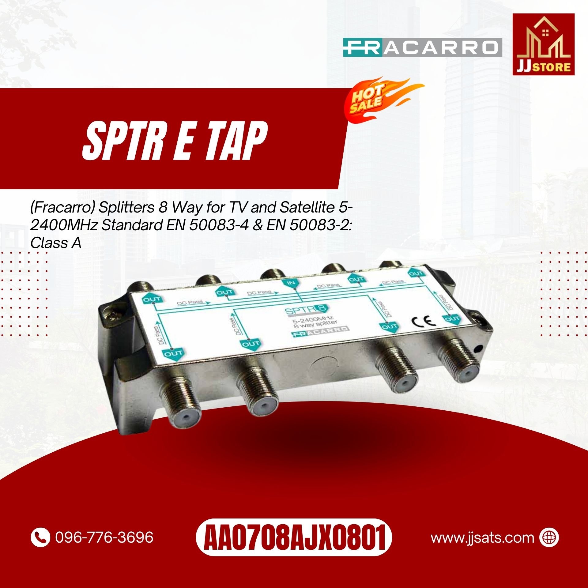 8 Way 287309 (Fracarro) Splitter Class A Shielding 5-2400MHz
