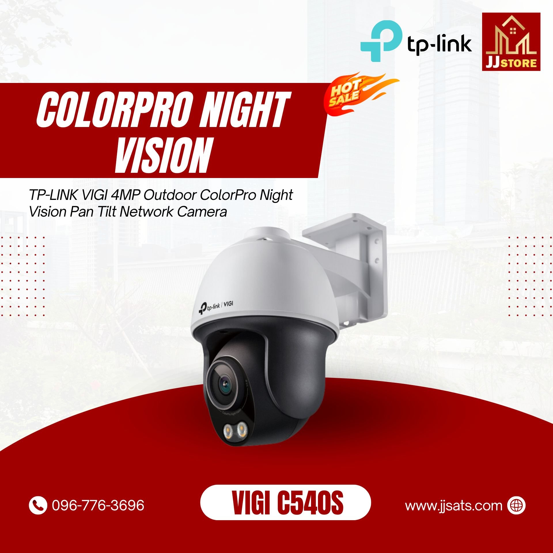 VIGI C540S TP-LINK VIGI 4MP Outdoor ColorPro Night Vision Pan Tilt Network Camera