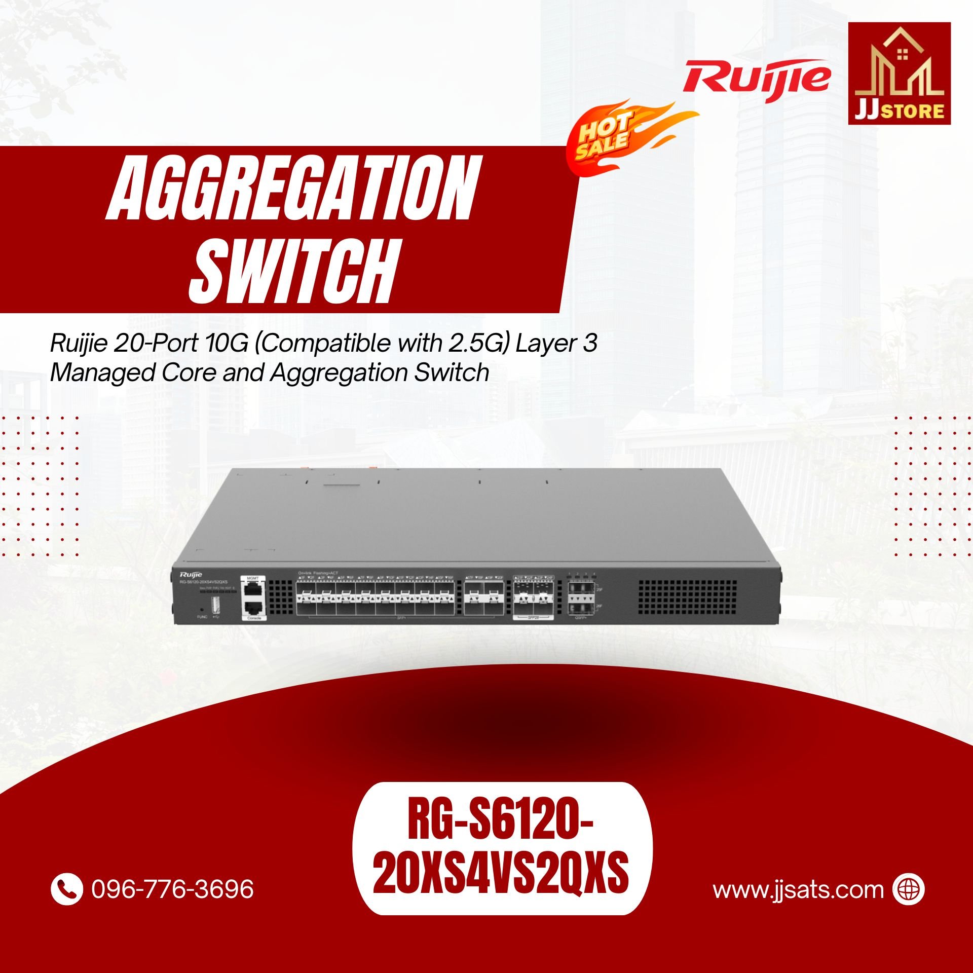 RG-S6120-20XS4VS2QXS, Ruijie 20-Port 10G (Compatible with 2.5G) Layer 3 Managed Core and Aggregation Switch