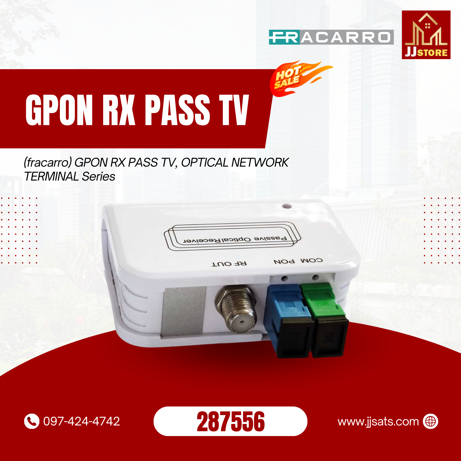 287556 (fracarro) GPON RX PASS TV, OPTICAL NETWORK TERMINAL Series