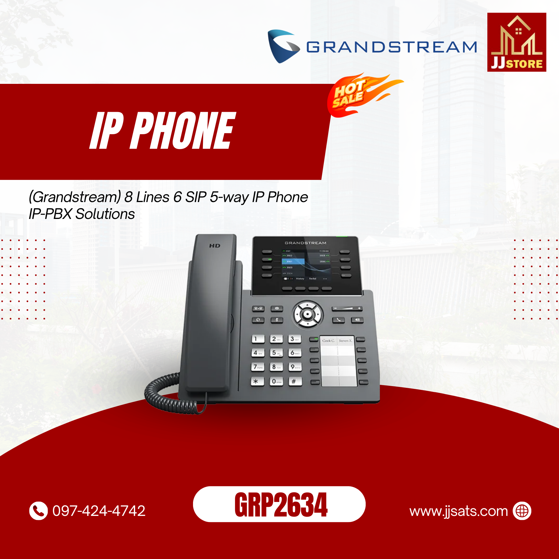 GRP2634 (Grandstream) 8 Lines 6 SIP 5-way IP Phone IP-PBX Solutions