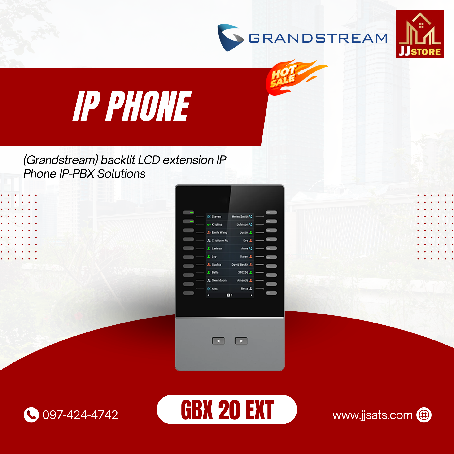 GBX 20 EXT (Grandstream) backlit LCD extension IP Phone IP-PBX Solutions