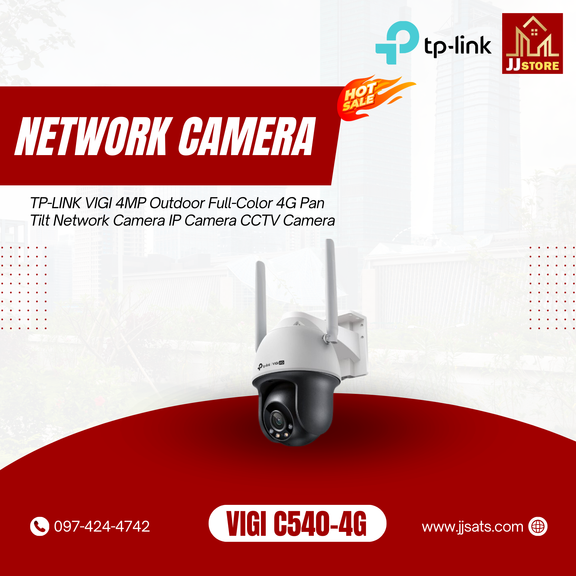 VIGI C540-4G TP-LINK VIGI 4MP Outdoor Full-Color 4G Pan Tilt Network Camera IP Camera CCTV Camera