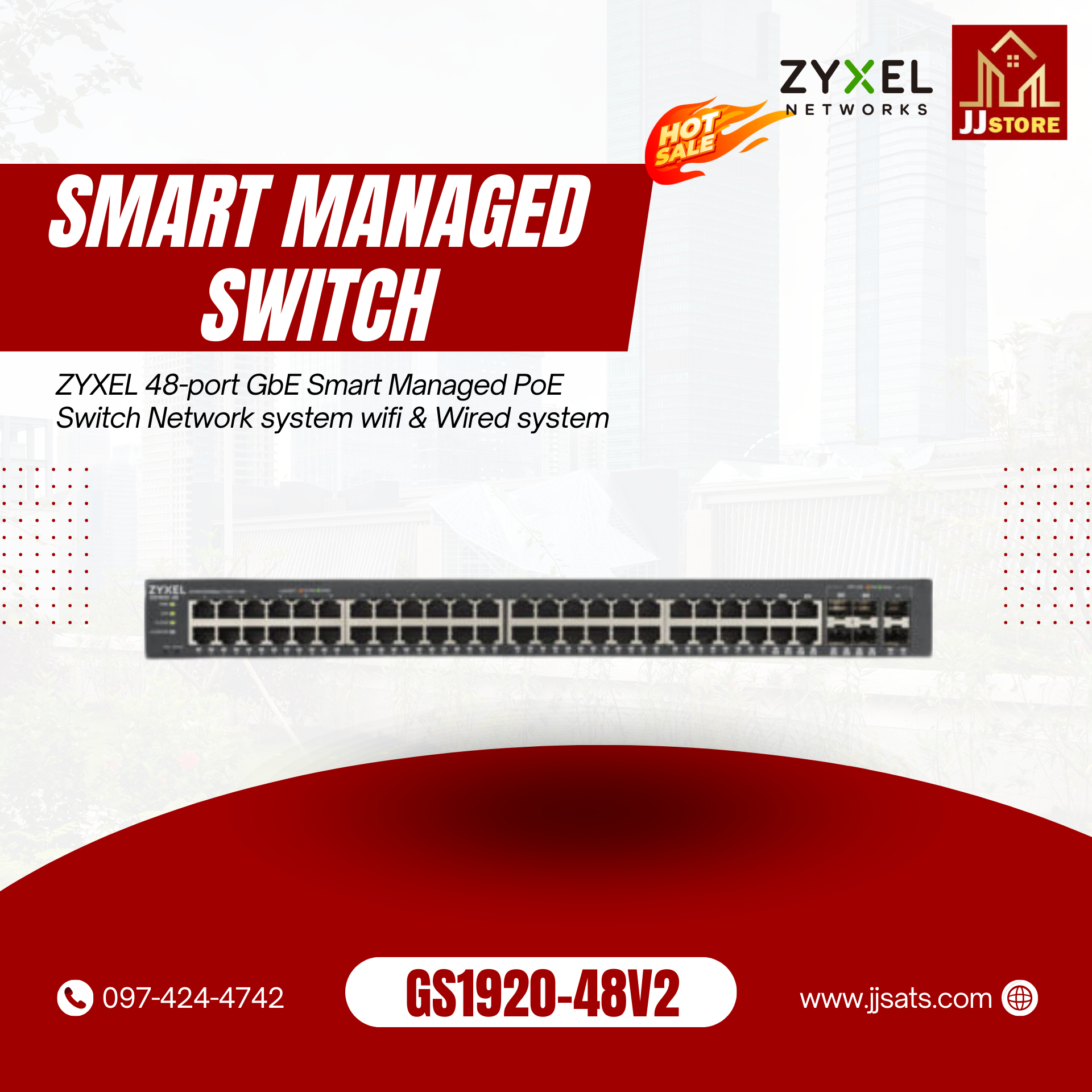 GS1920-48v2 ZYXEL 48-port GbE Smart Managed PoE Switch Network system wifi & Wired system