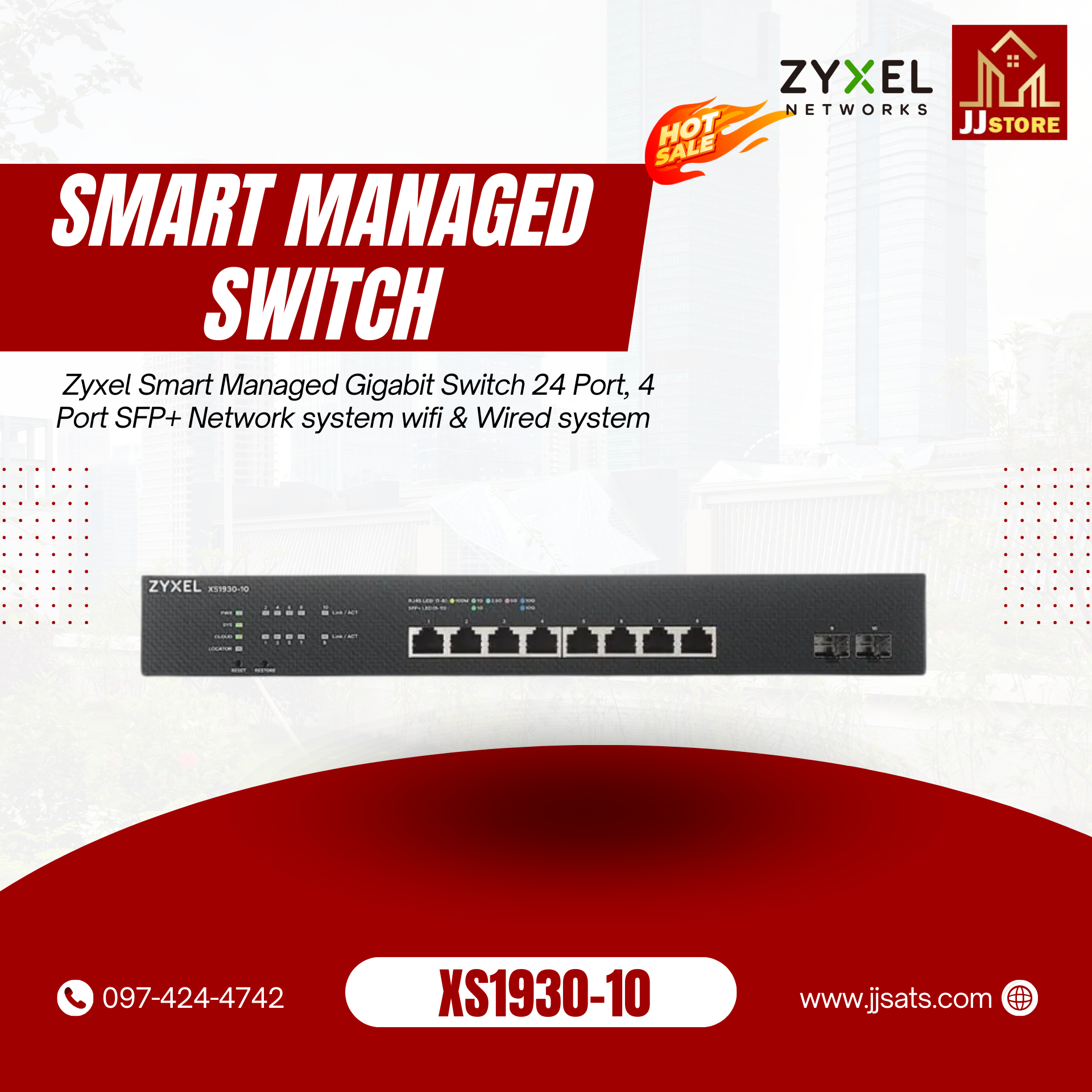 XS1930-10 Zyxel Smart Managed Gigabit Switch 24 Port, 4 Port SFP+ Network system wifi & Wired system