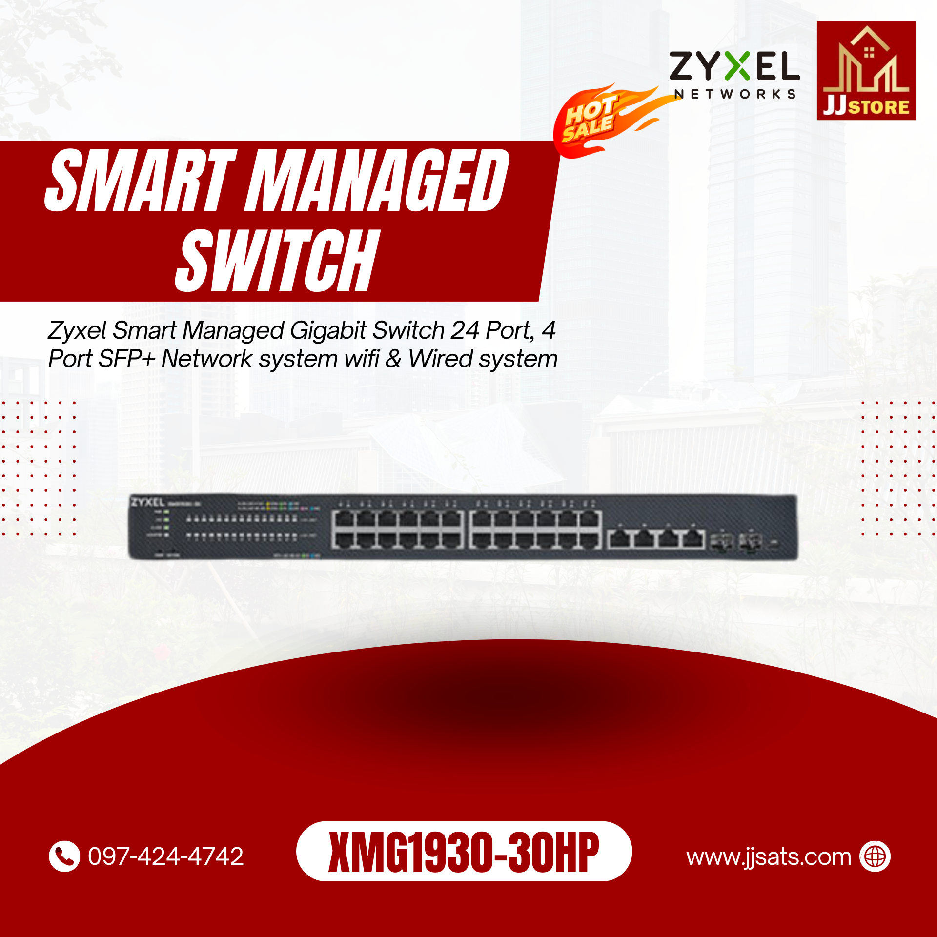 XMG1930-30HP Zyxel Smart Managed Gigabit Switch 24 Port, 4 Port SFP+ Network system wifi & Wired system