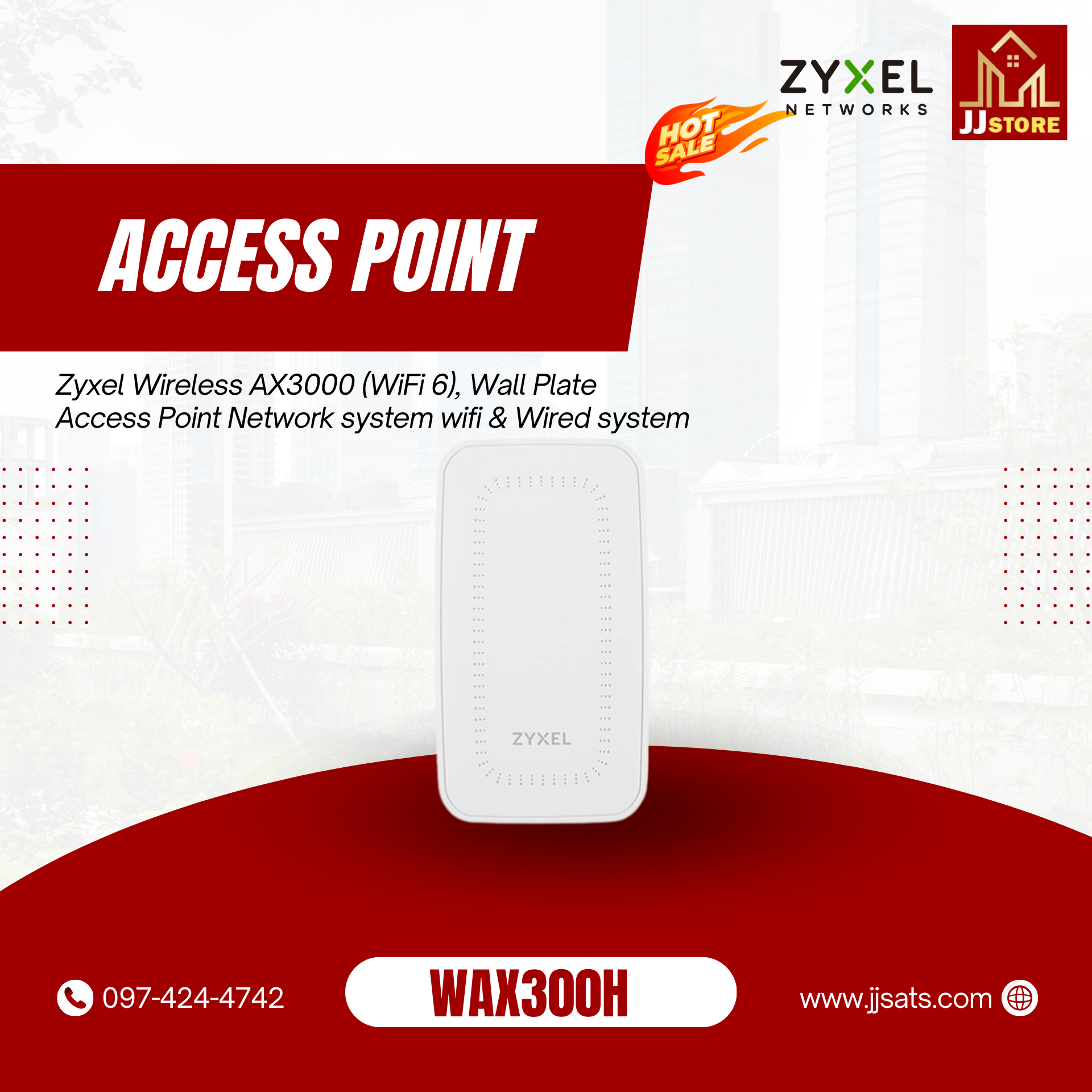 WAX300H Zyxel Wireless AX3000 (WiFi 6), Wall Plate Access Point Network system wifi & Wired system