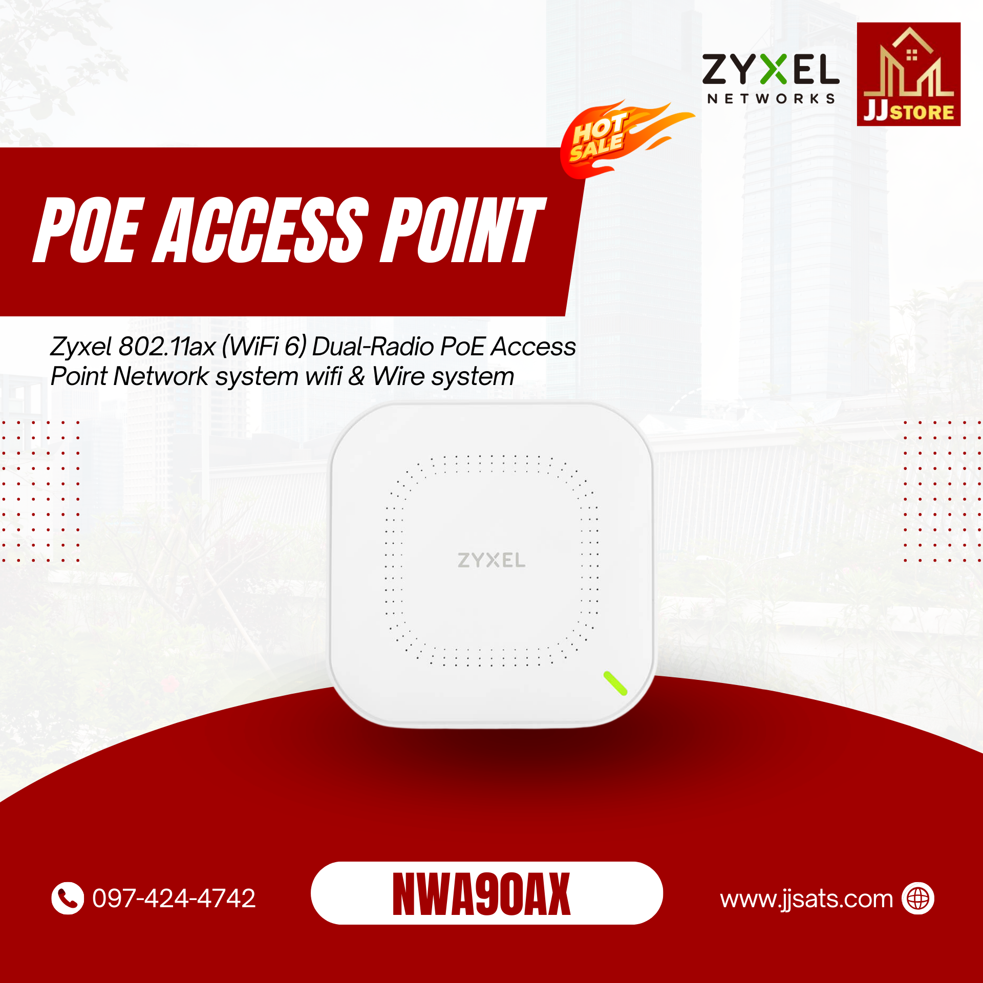 NWA90AX Zyxel 802.11ax (WiFi 6) Dual-Radio PoE Access Point Network system wifi & Wire system