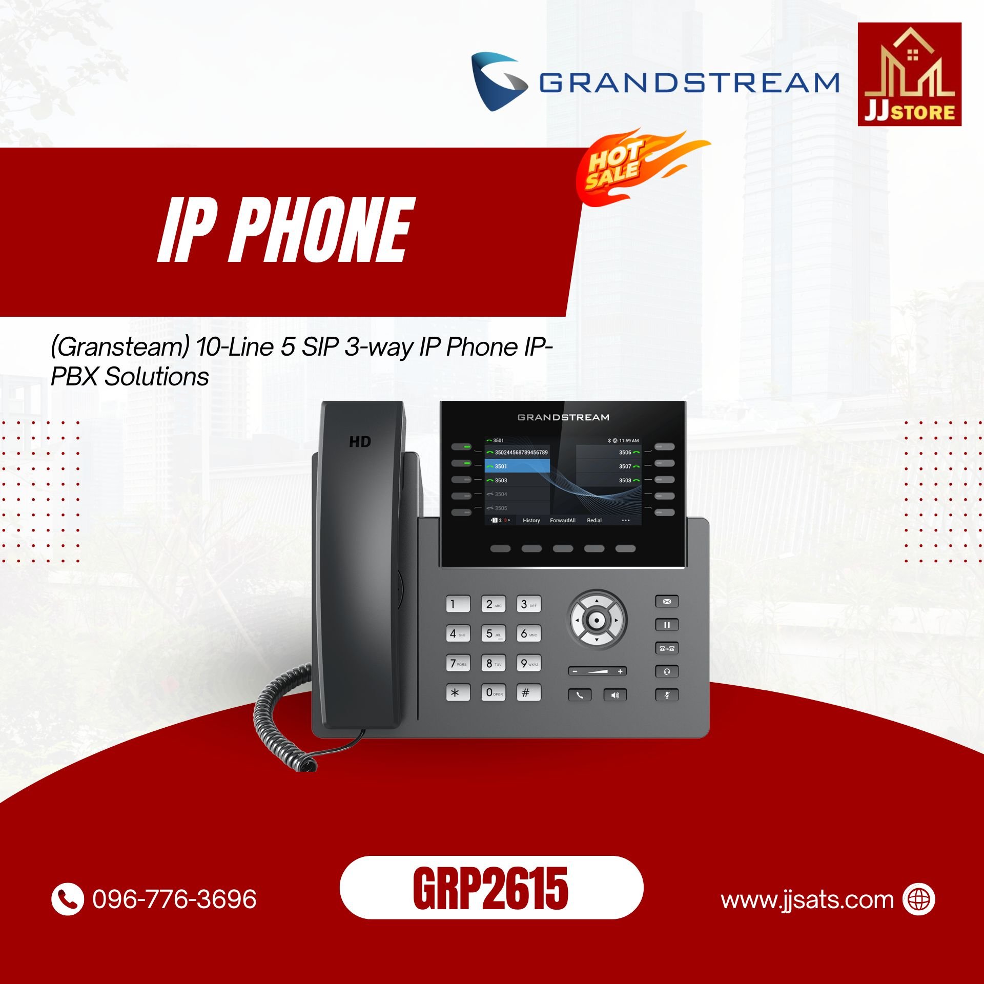 GRP2615 (Gransteam) 10-Line 5 SIP 3-way IP Phone IP-PBX Solutions